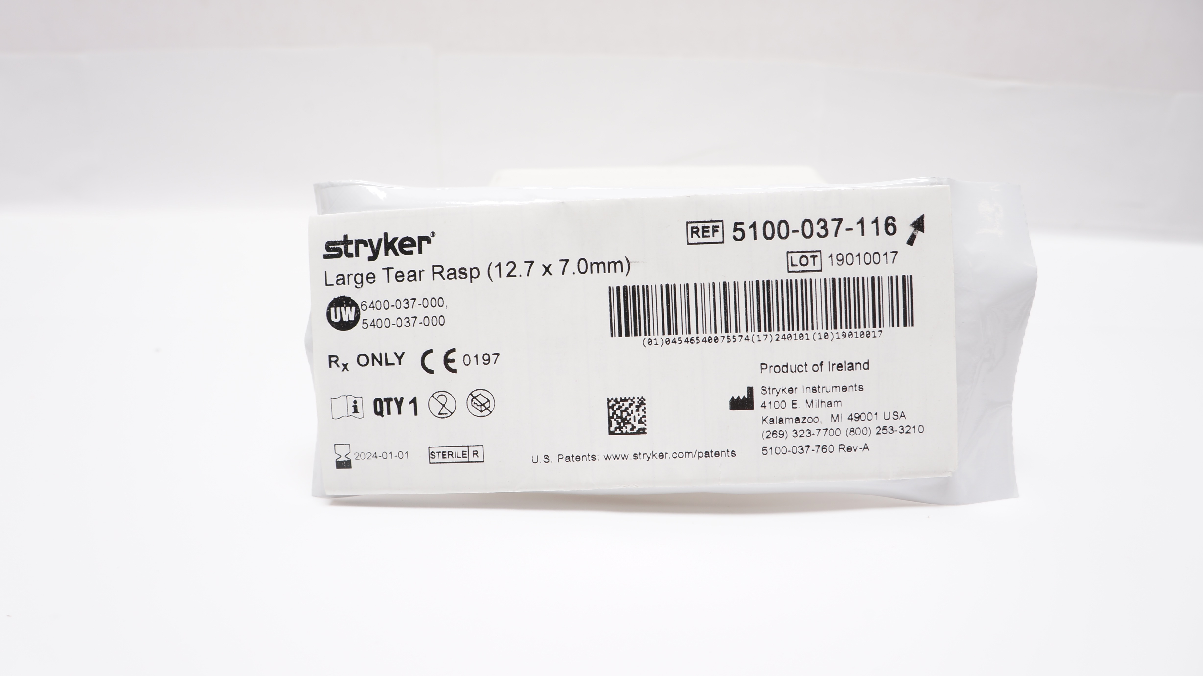 Stryker 5100-037-116 Large Tear Rasp 12.7mm x 7.0mm (x)