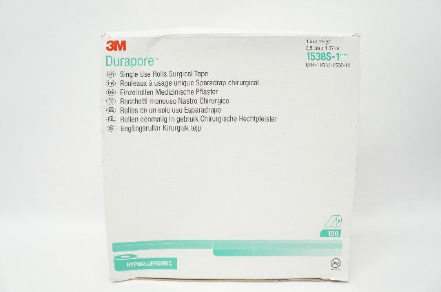 3M 1538S-1 Durapore Single Use Rolls Surgical Tape 1inch x 1.5yd. - Box of 75