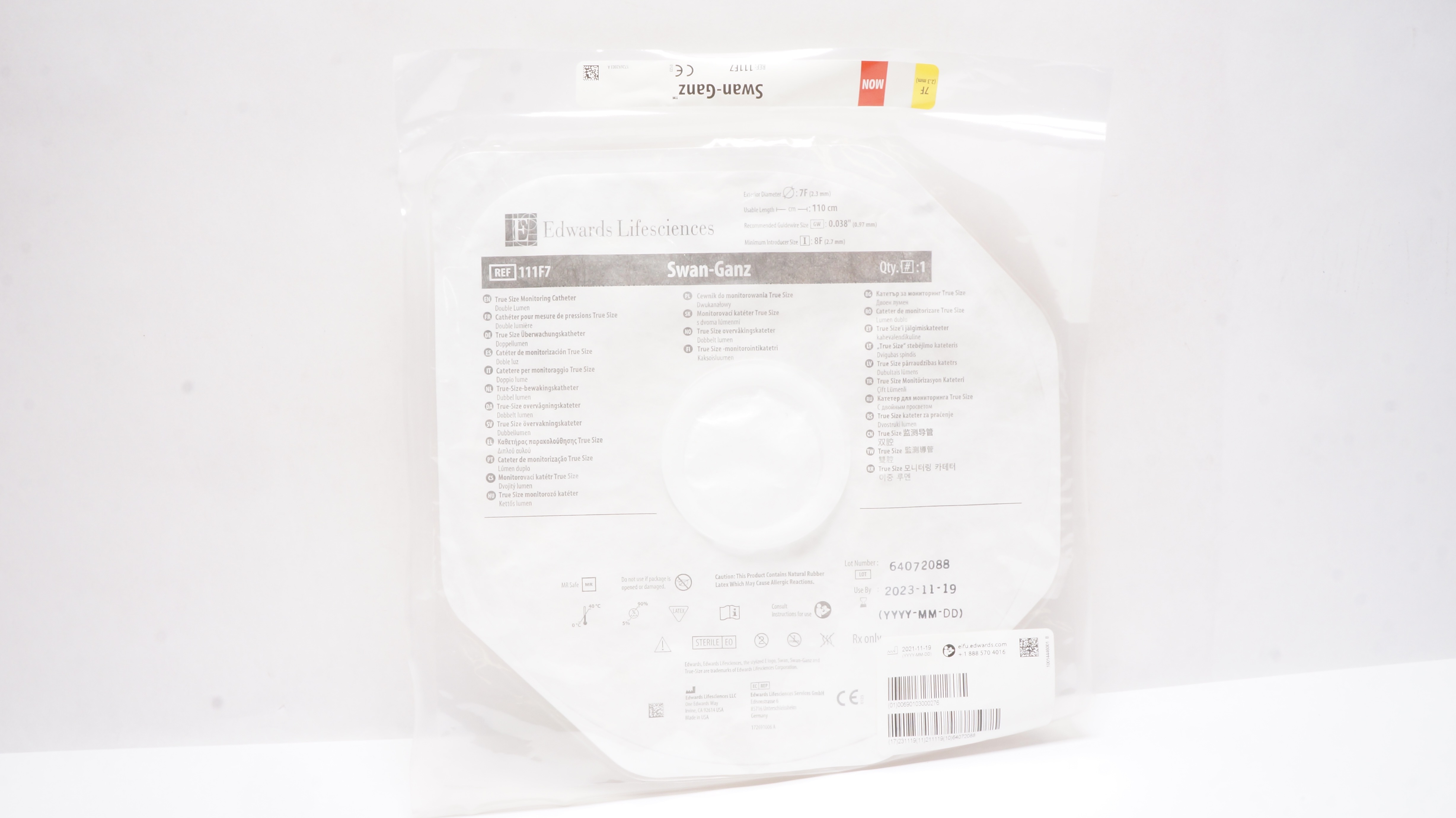 Edwards Lifesciences 111F7 Swan-Ganz True Size Monitoring Cath. 7F x 110cm (x)