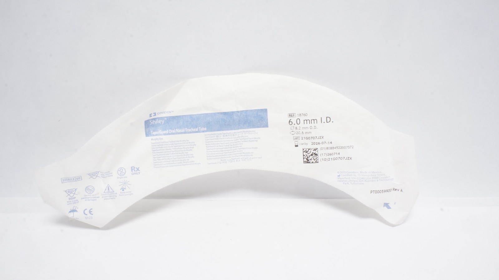 Covidien 18760 Shiley TaperGuard Tracheal Tube 6.0 mm I.D.