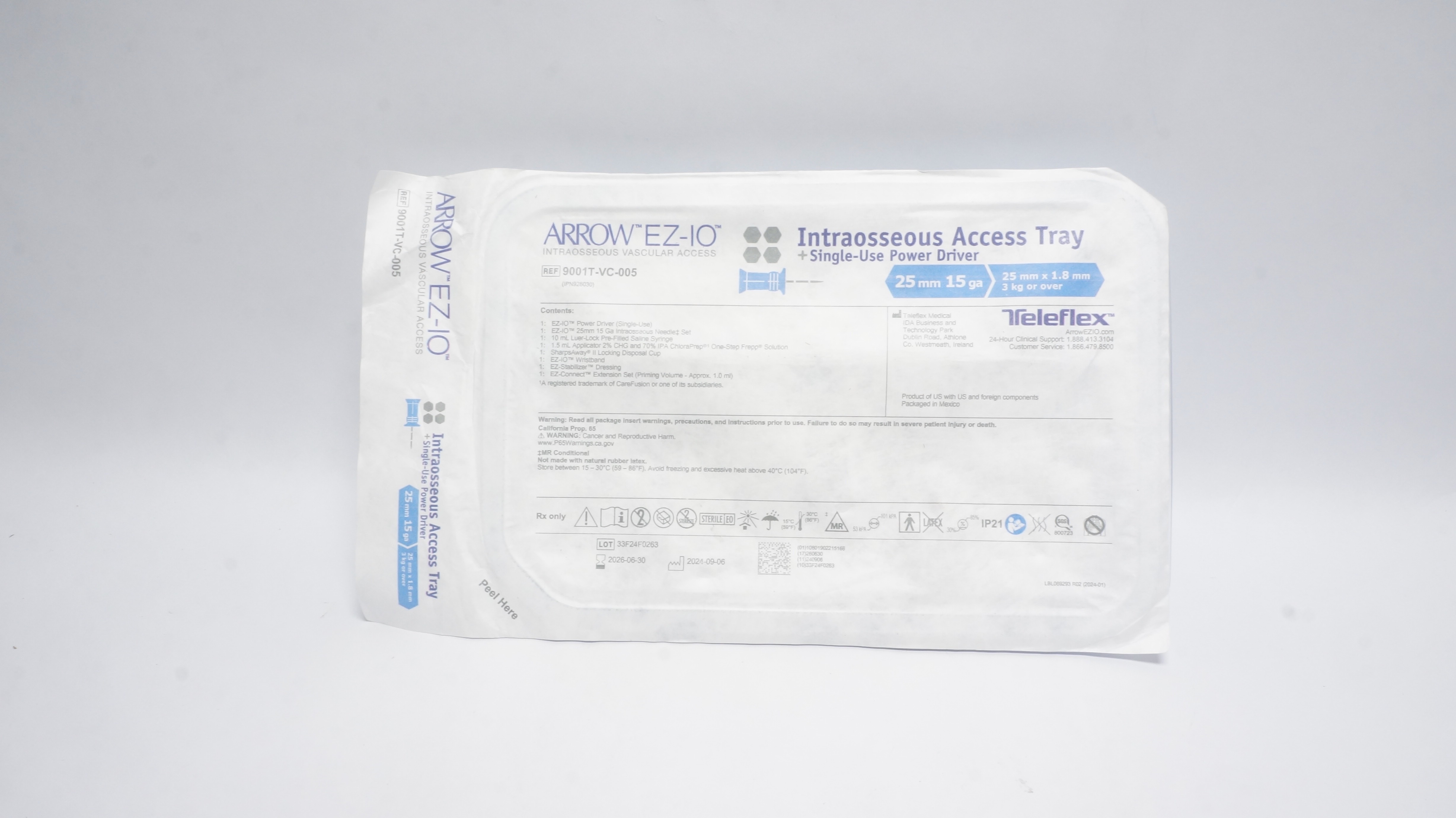 Teleflex 9001T-VC-005 Arrow Intraosseus Vascular Access Tray 25mm x 15ga