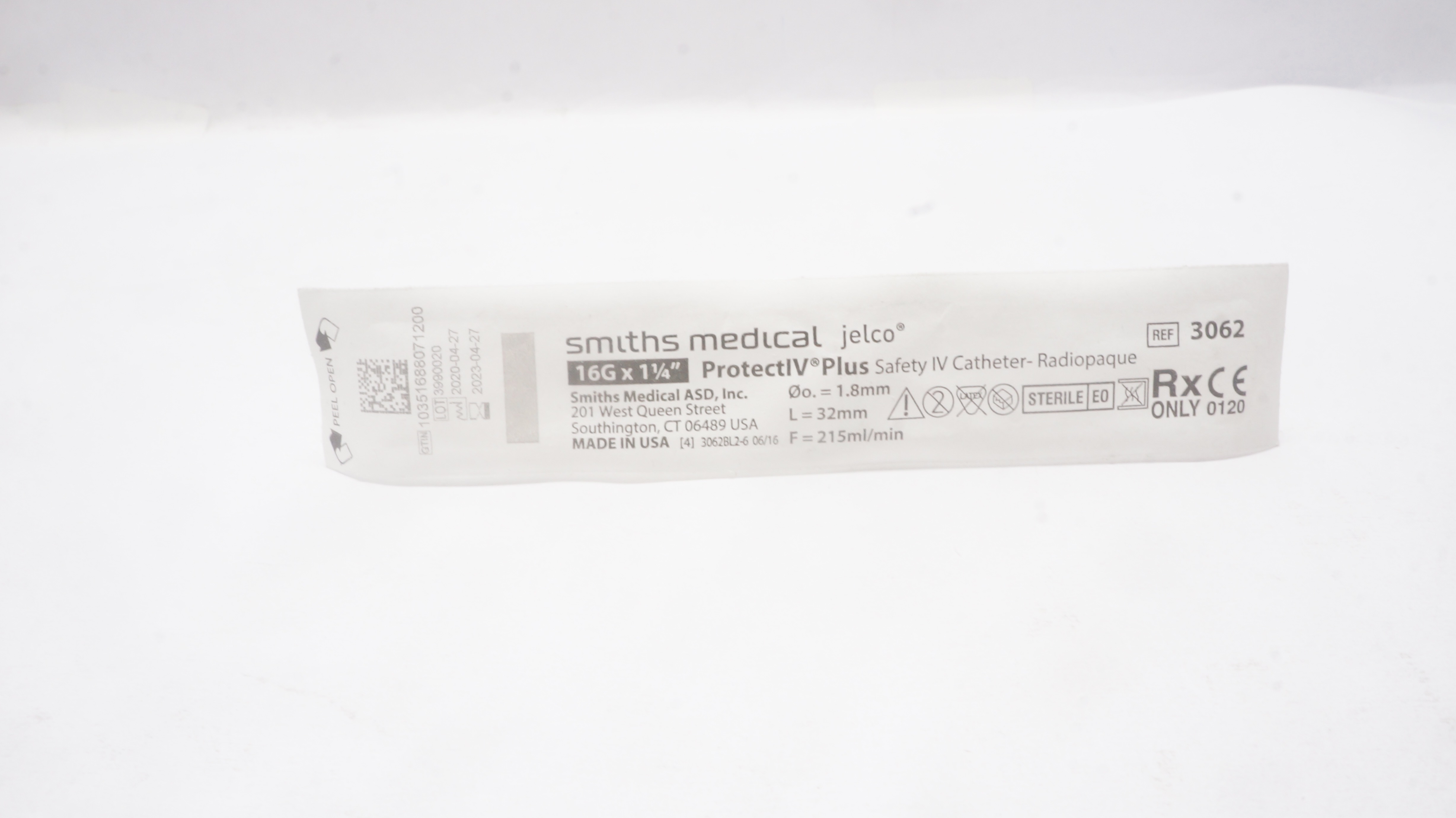 Smiths Medical 3062 Jelco ProtectIV Plus Safety IV Cath16Gx1-1/4 inch (x)