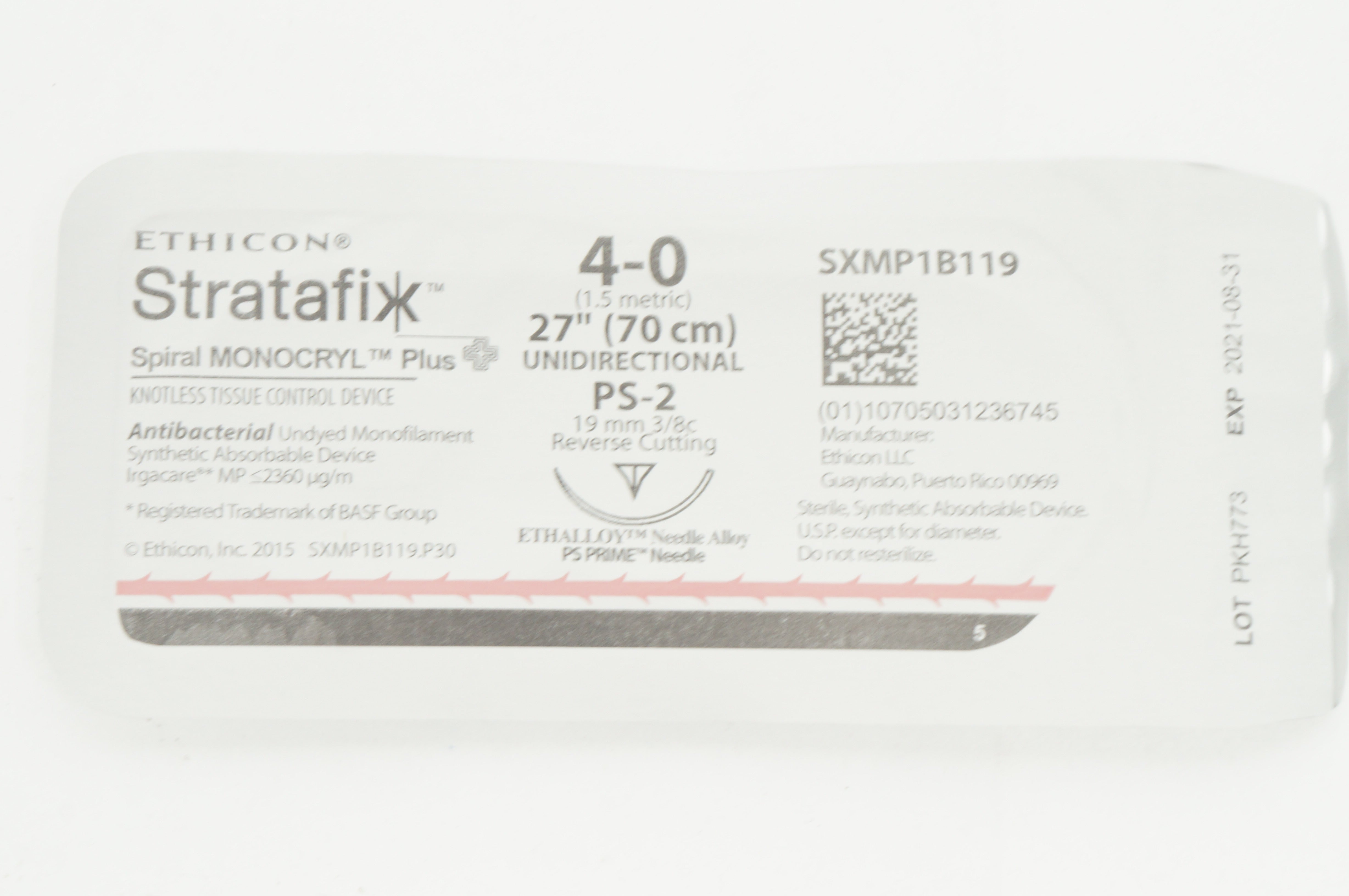 Ethicon SXMP1B119 4-0 Stratafix Spiral Monocryl Plus PS-2 19mm 3/8c 27inch (x)