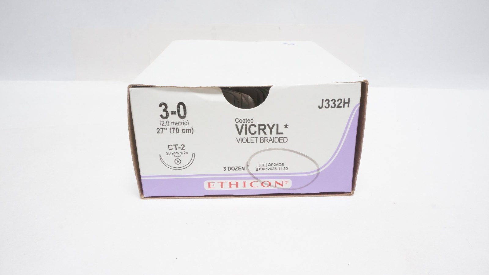 ETHICON J332H VICRYL 3-0 Coated Violet Braided Sutures 27"