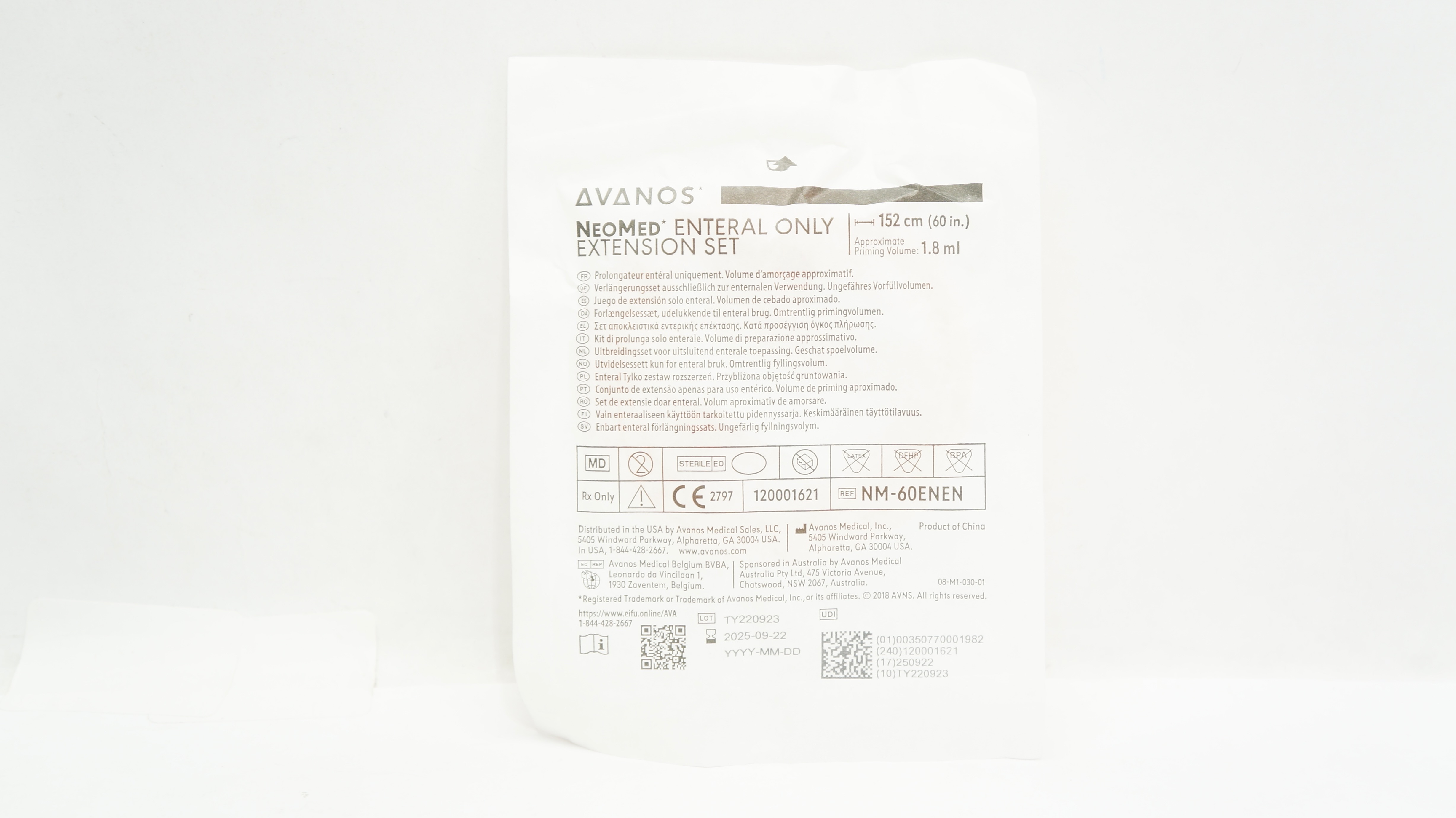 Avanos NM-60ENEN Enteral Extension Set Approx. Priming Volume 1.8mL x 60 inch