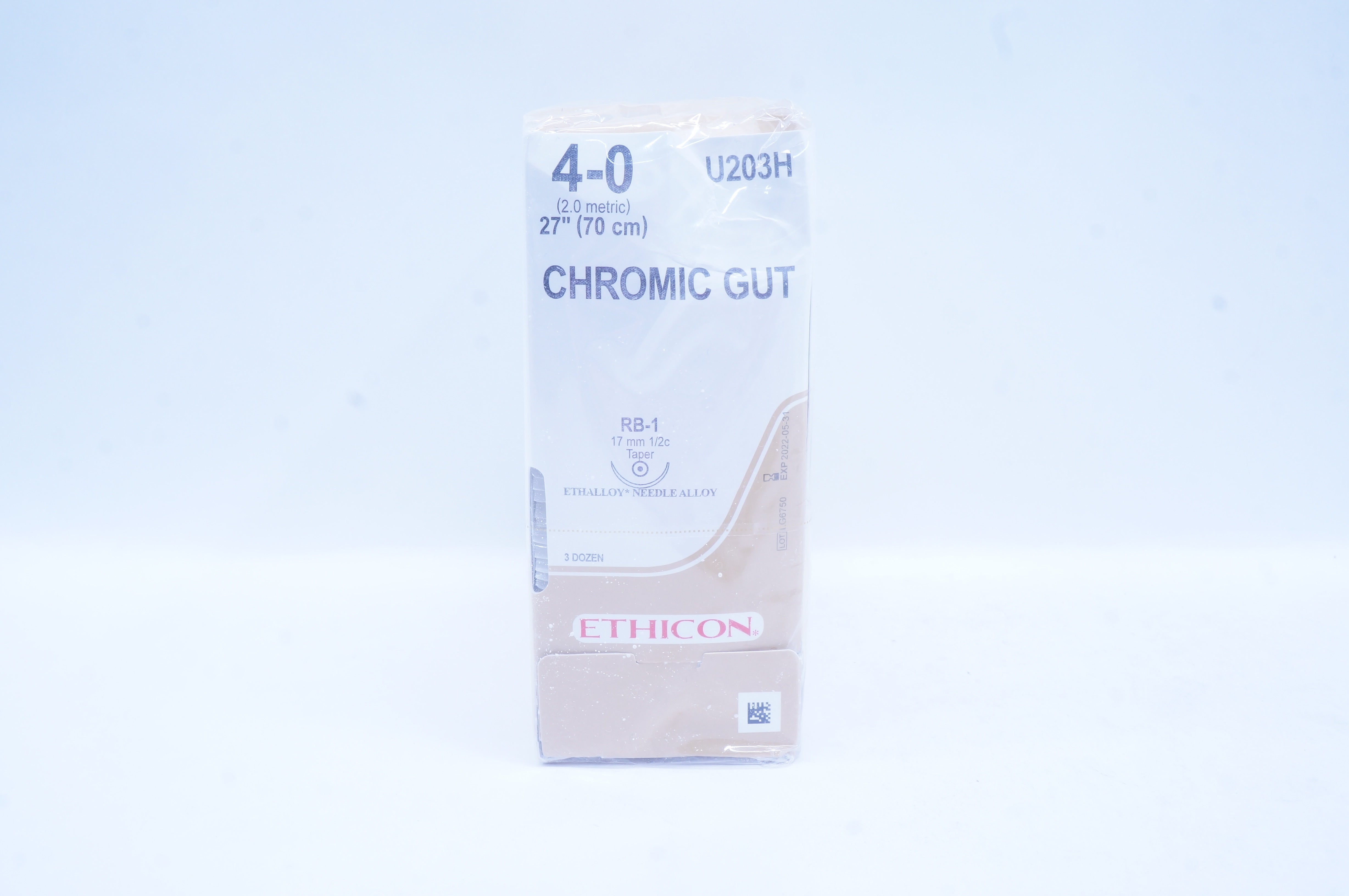 Ethicon U203H Chromic Gut, RB-1 17mm 1/2c Taper 27inch - Box of 3 Dozen
