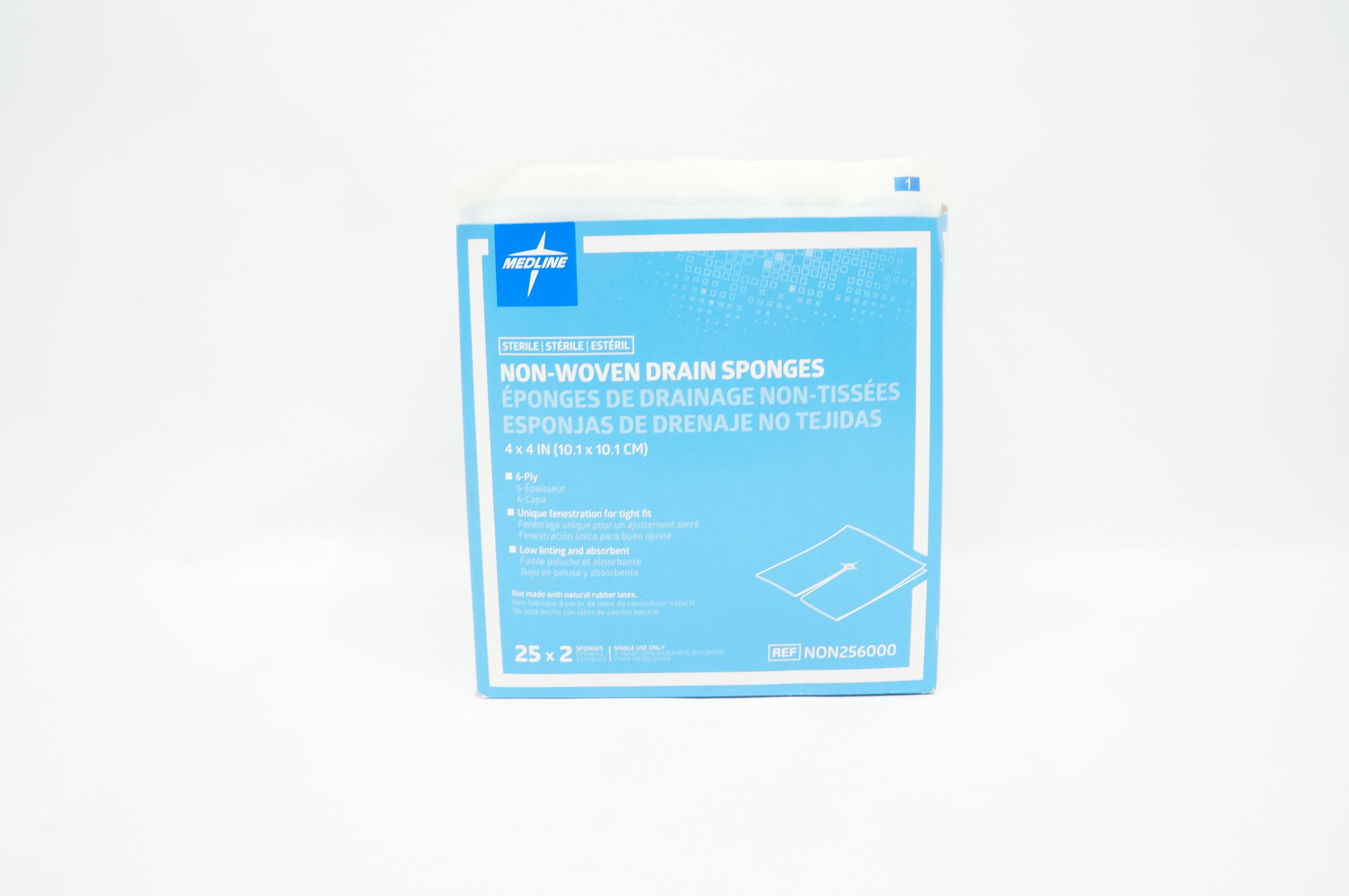 Medline NON256000 Non-Woven Drain Sponges 6-Ply, 4inch x 4inch - Box of 50