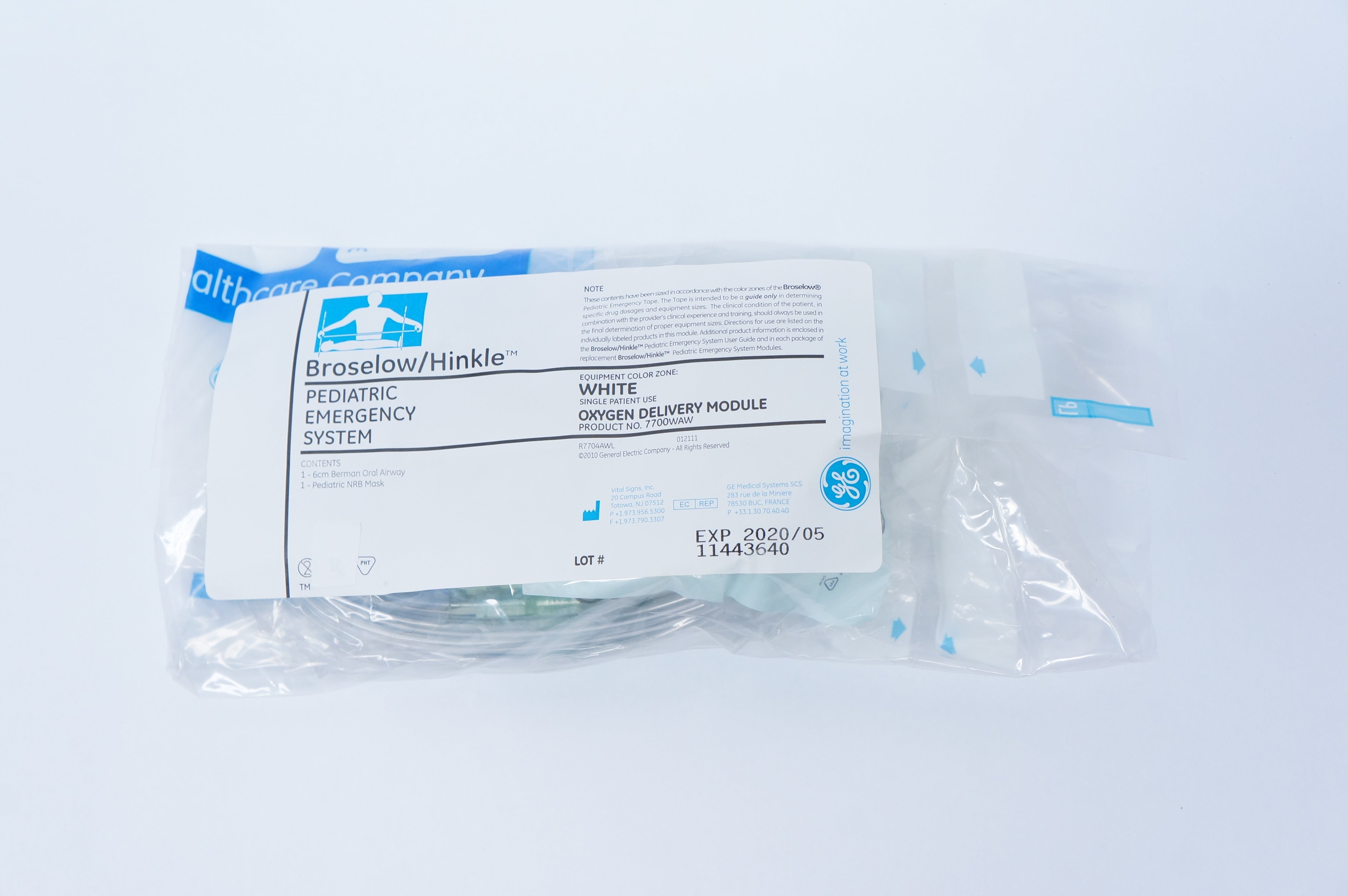 GE 7700WAW Broselow/Hinkle Oxygen Delivery Module, White (x)