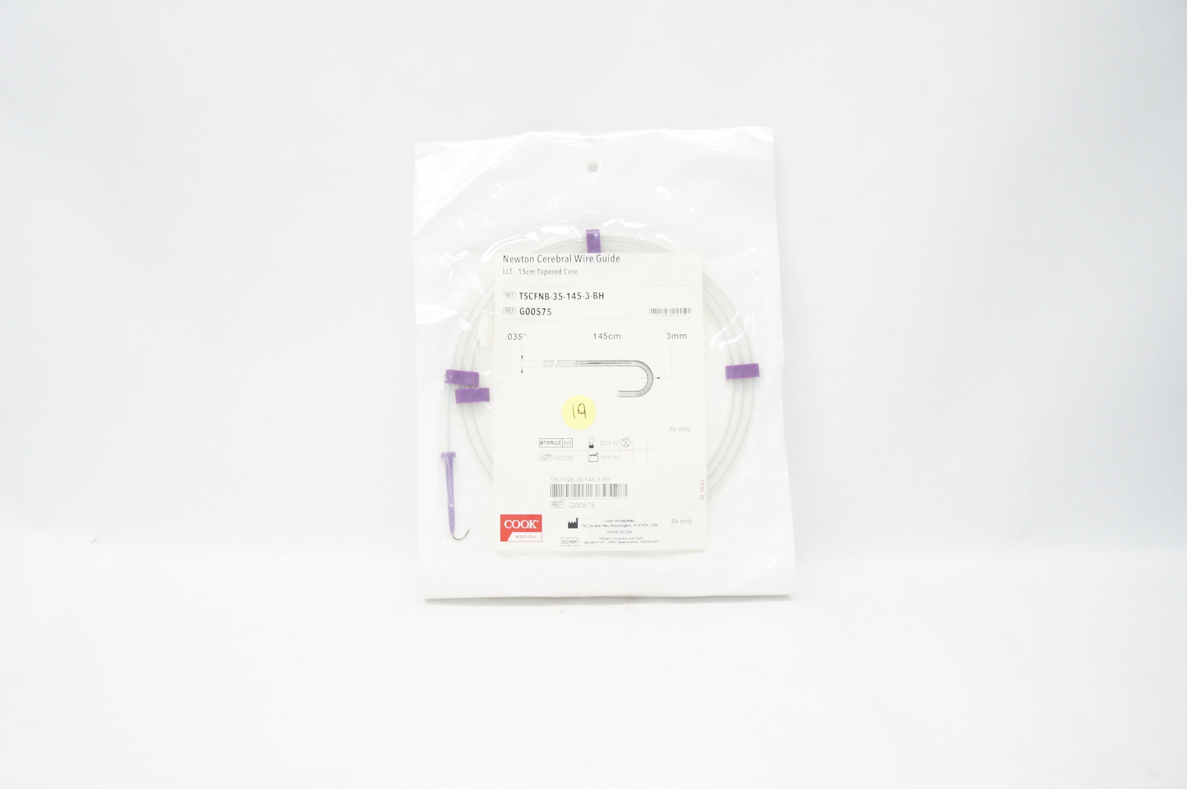 Cook Medical G00575 Newton Cerebral Wire Guide 035inch  145cm 3mm (x)