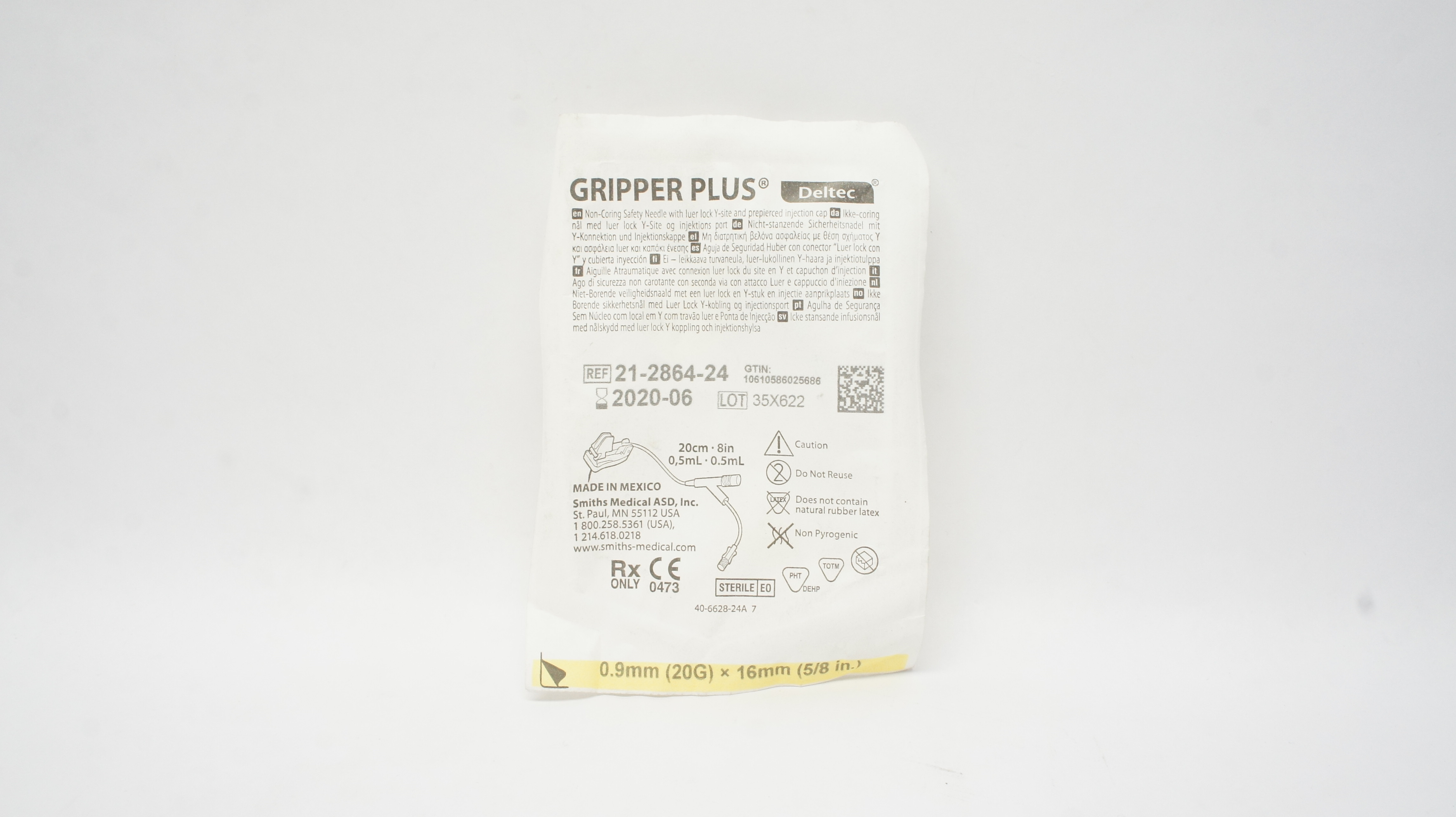 Smiths Medical 21-2864-24 Gripper Plus Non-Coring Ndle 8 inch x 0.5mL (x)