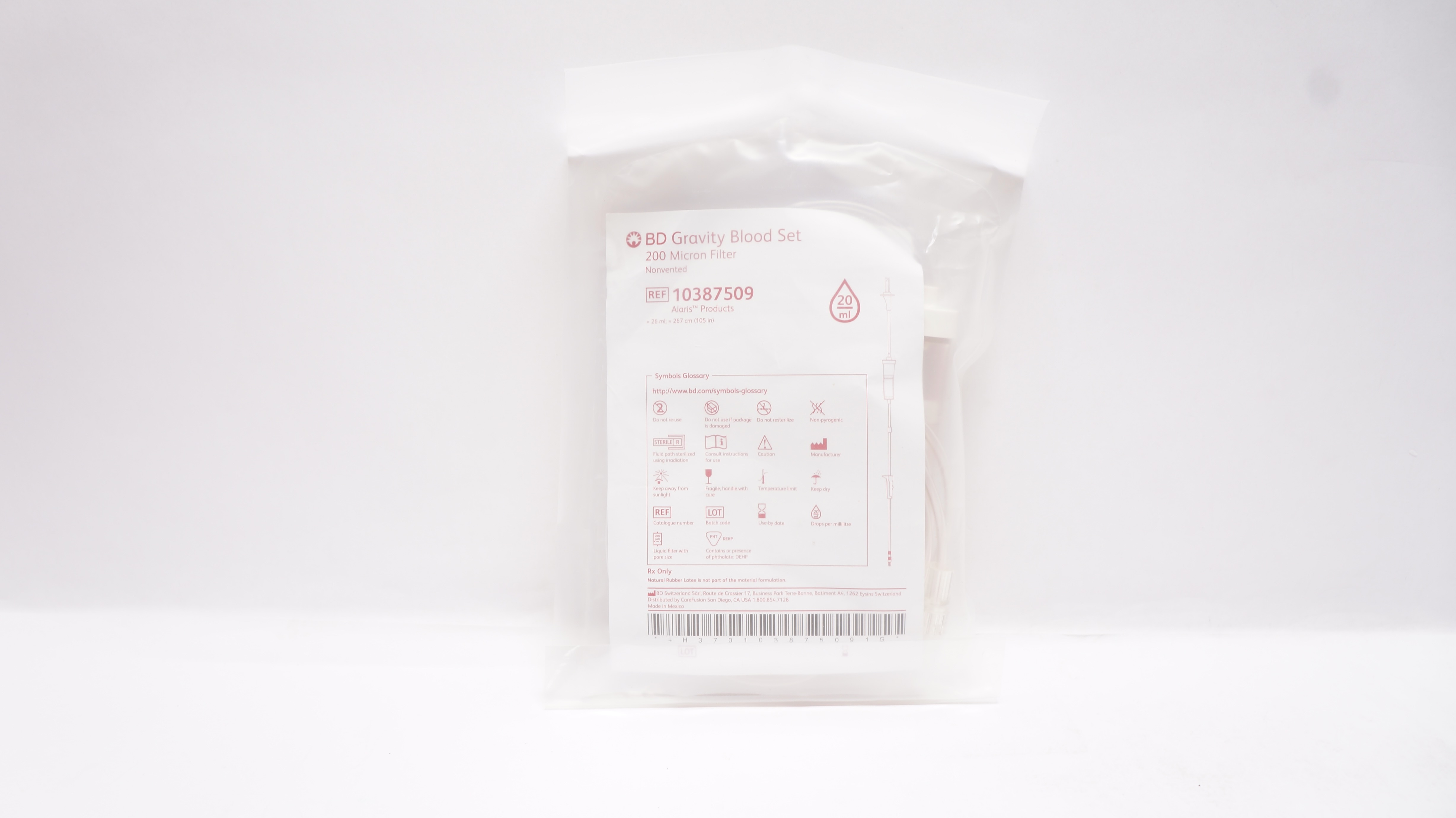 BD 10387509 Gravity Blood Set 200 Micron Filter, Nonvented 20ml