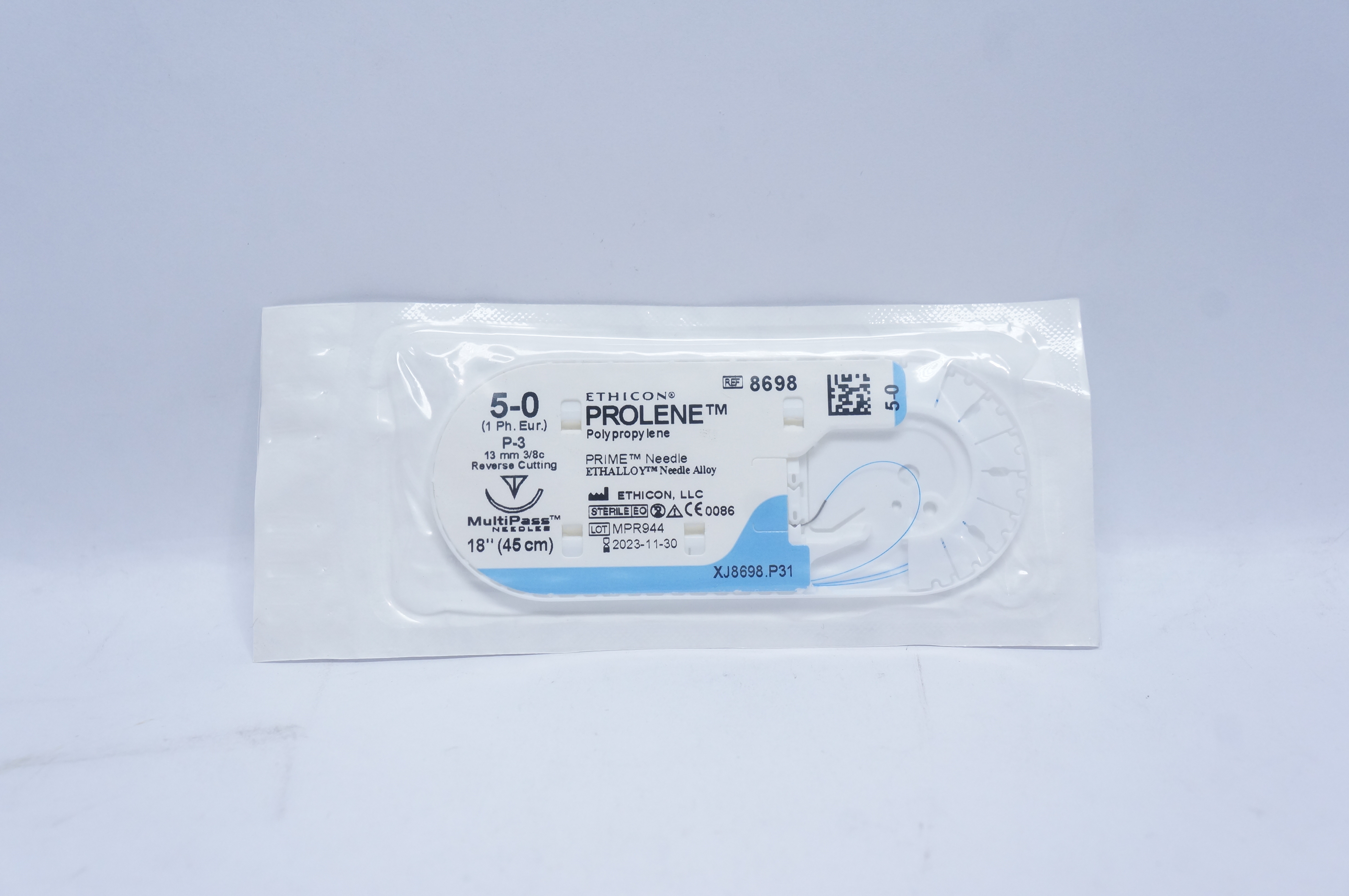 Ethicon 8698 5-0 PROLENE, P-3, 13m 3/8c Reverse Cutting, 18inch