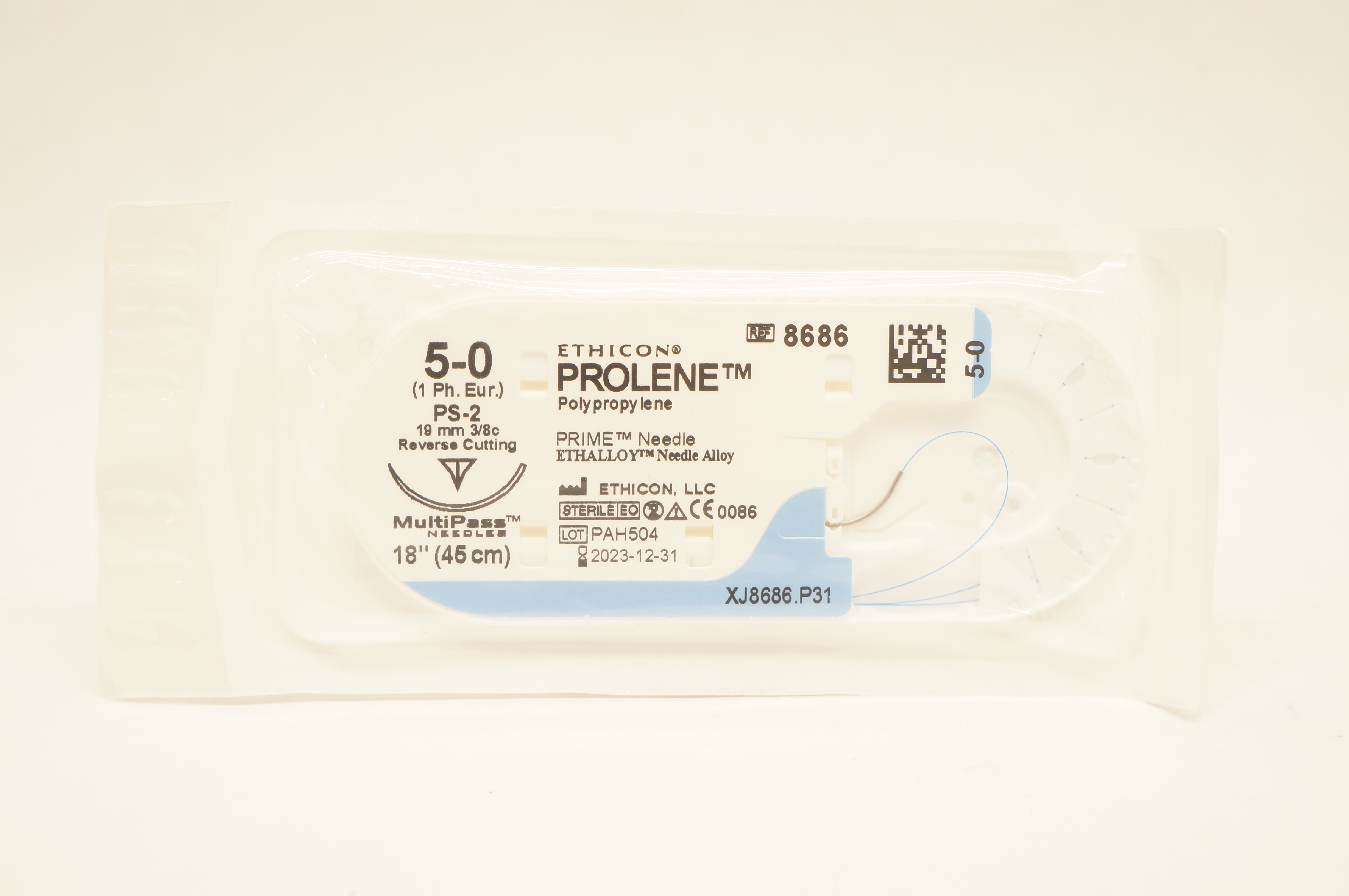 Ethicon 8686 5-0 PROLENE Stre PS-2 19mm 3/8c Reverse Cutting, 18inch (x)