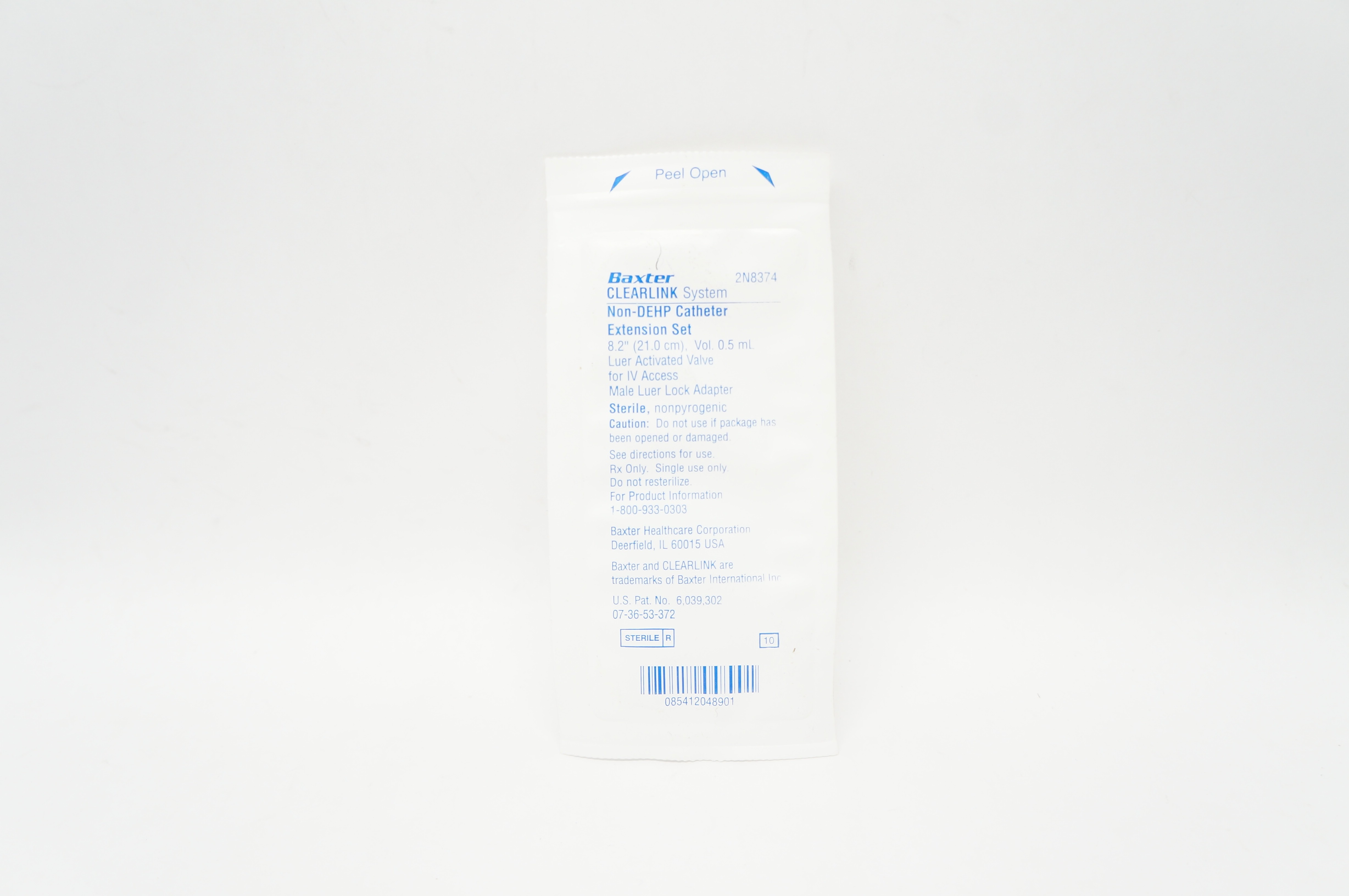 Baxter 2N8374 CLEARLINK System Non-DEHP Cath. Extension Set 8.2inch x 0.5mL