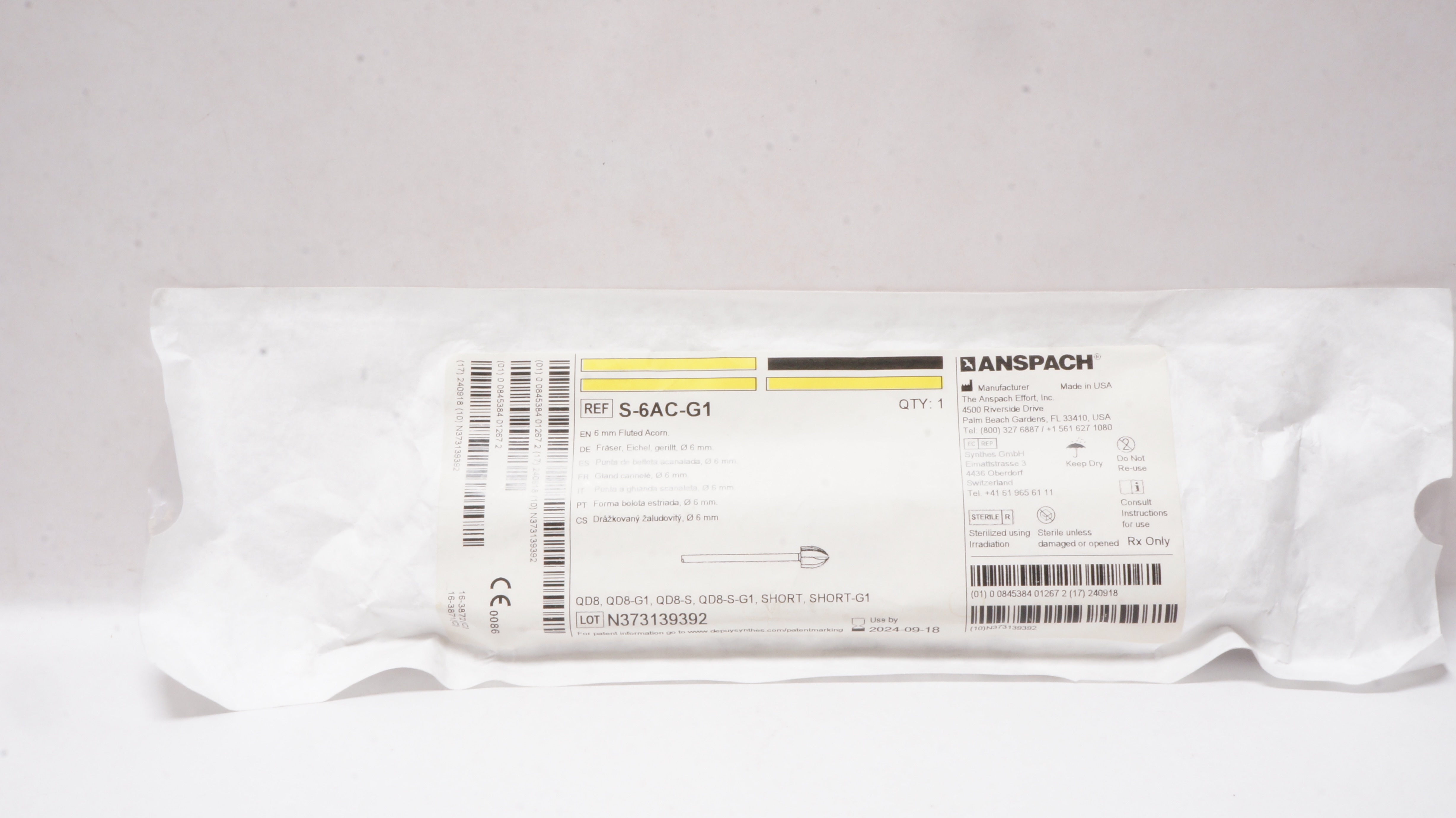 Anspach S-6AC-G1 Fluted Acorn 6mm