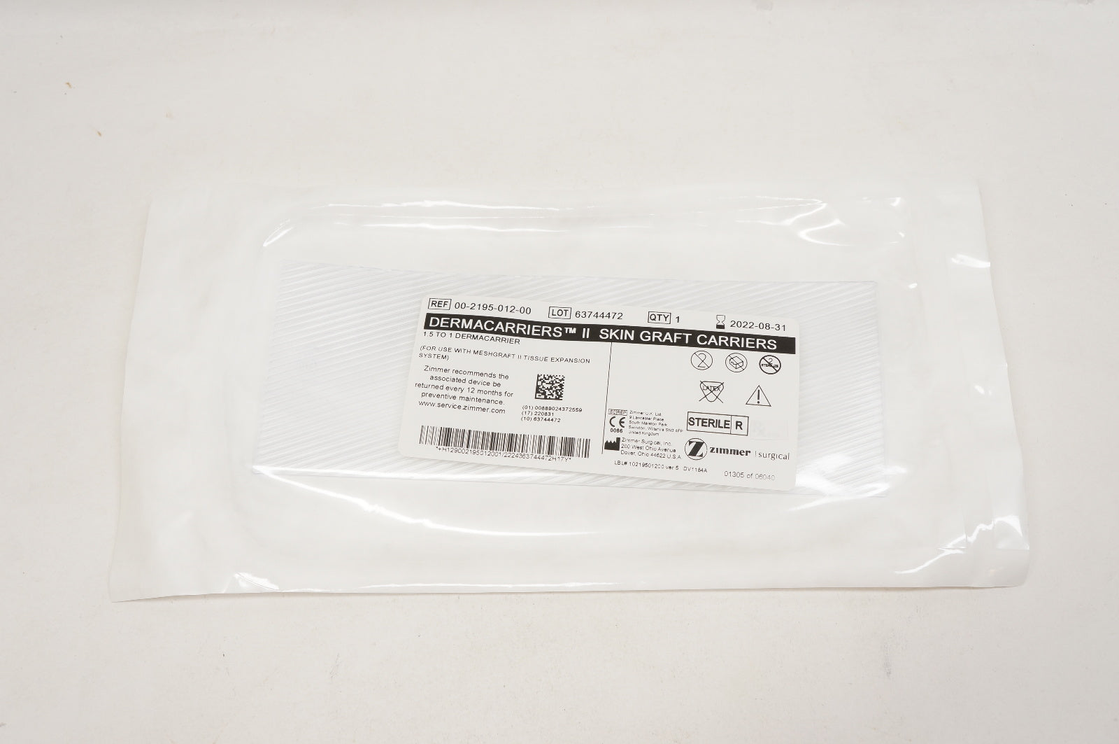 Zimmer 00-2195-012-00 DERMACARRIERS II Skin Graft Carriers 1.5 to 1