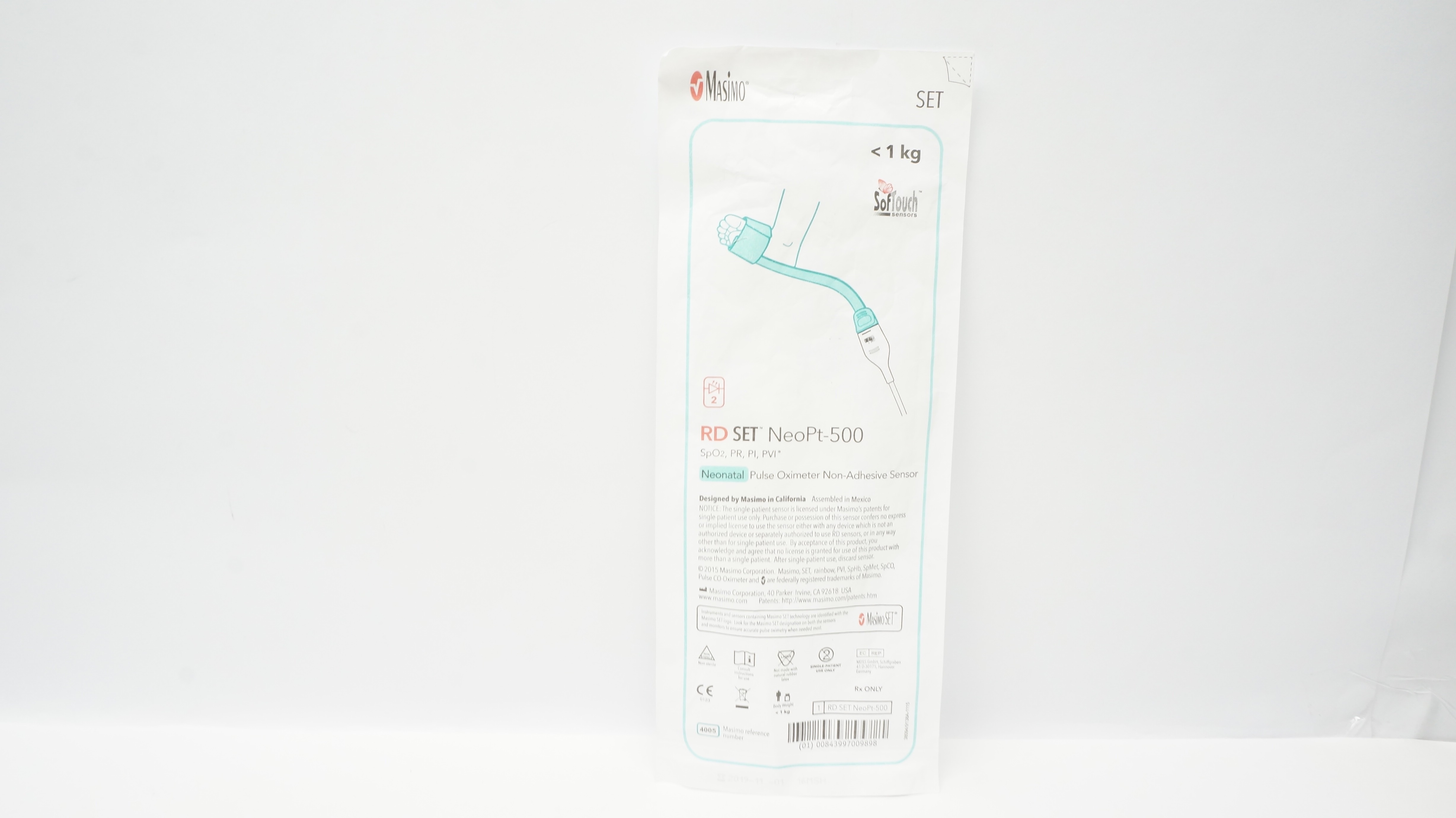 Masimo 4005 RD SET Neonatal Pulse Oximeter Non-Adhesive Sensor <3kg or>40kg (x)
