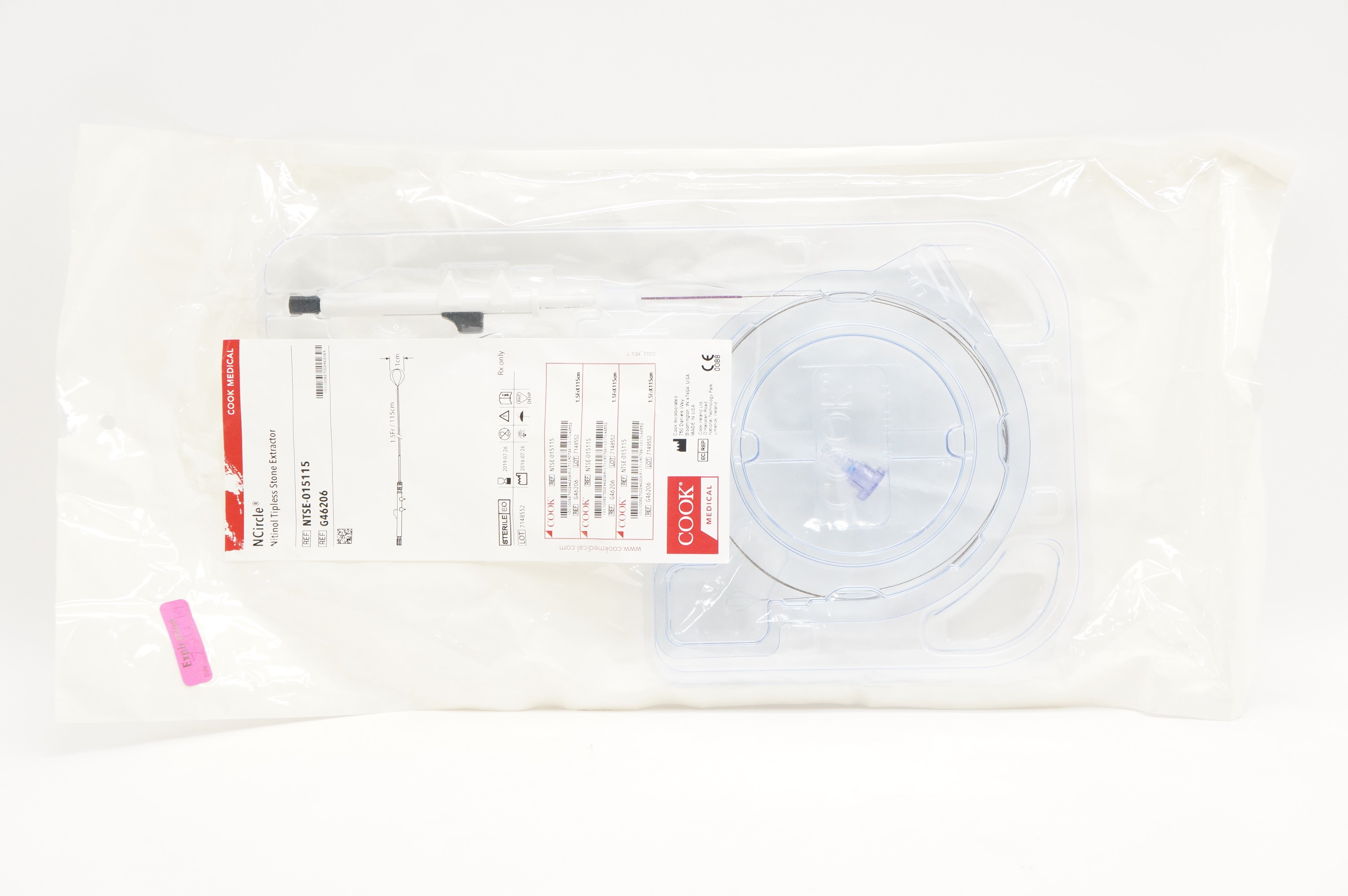 Cook G46206 NCircle Nitinol Tipless Stone Extractor 1.5Fr x 115cm x 1cm(x)