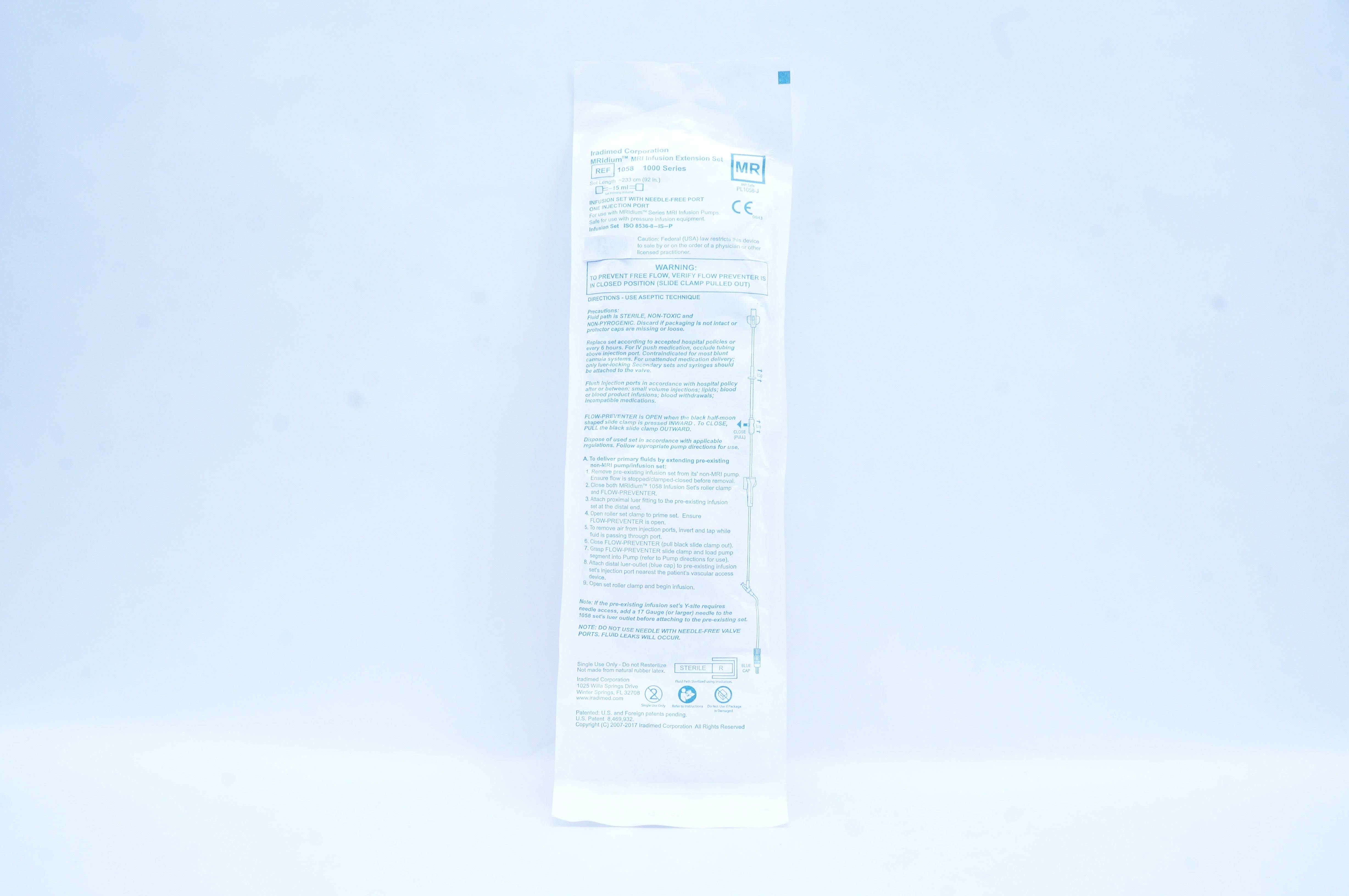 Iradimed 1058 MRIdium MRI Infusion Extension Set 15 ml x 92 inch