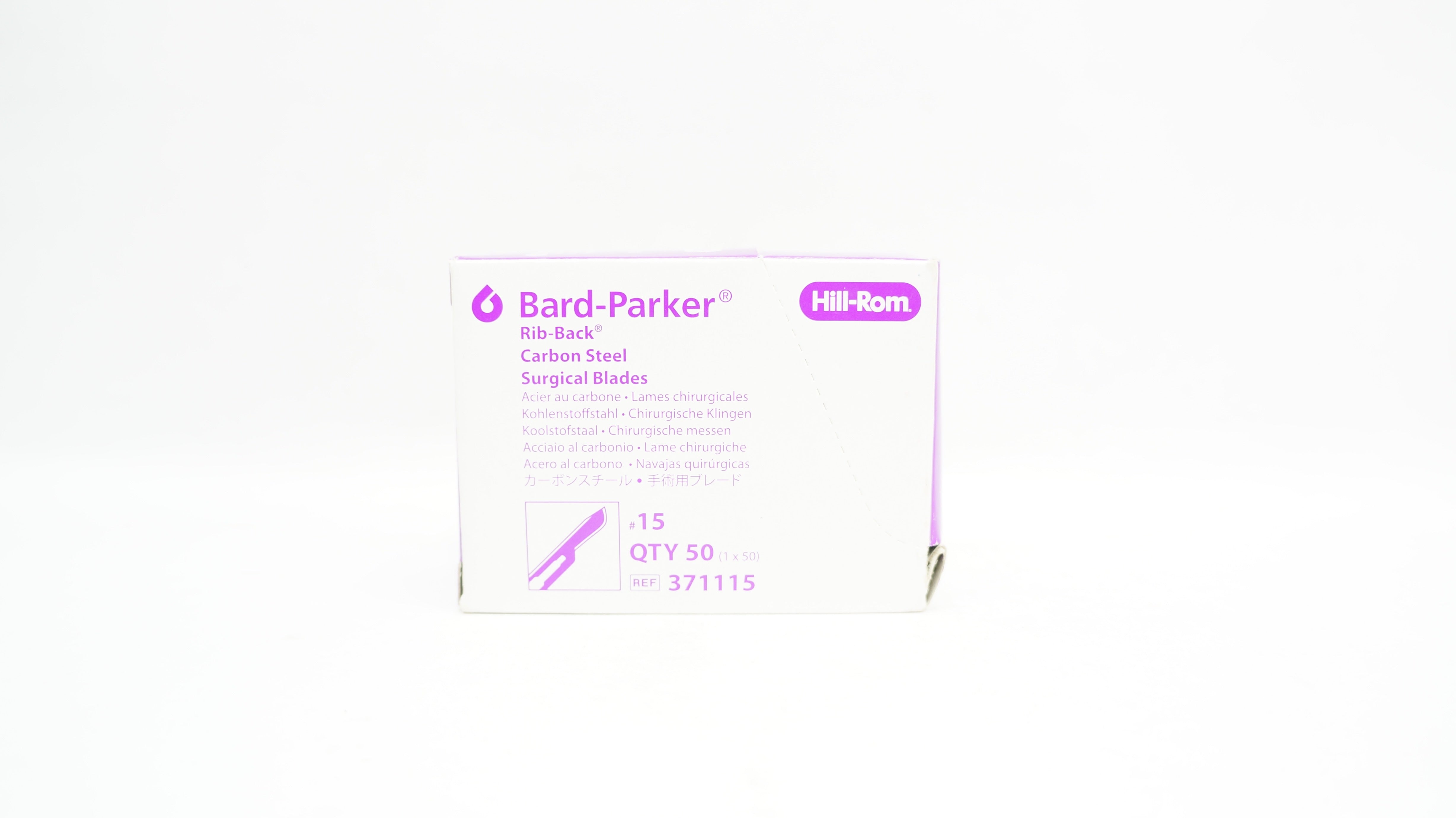 Aspen 371115 Bard-Parker Rib-Back Carbon Steel Surgical Blades #15 - Box of 50