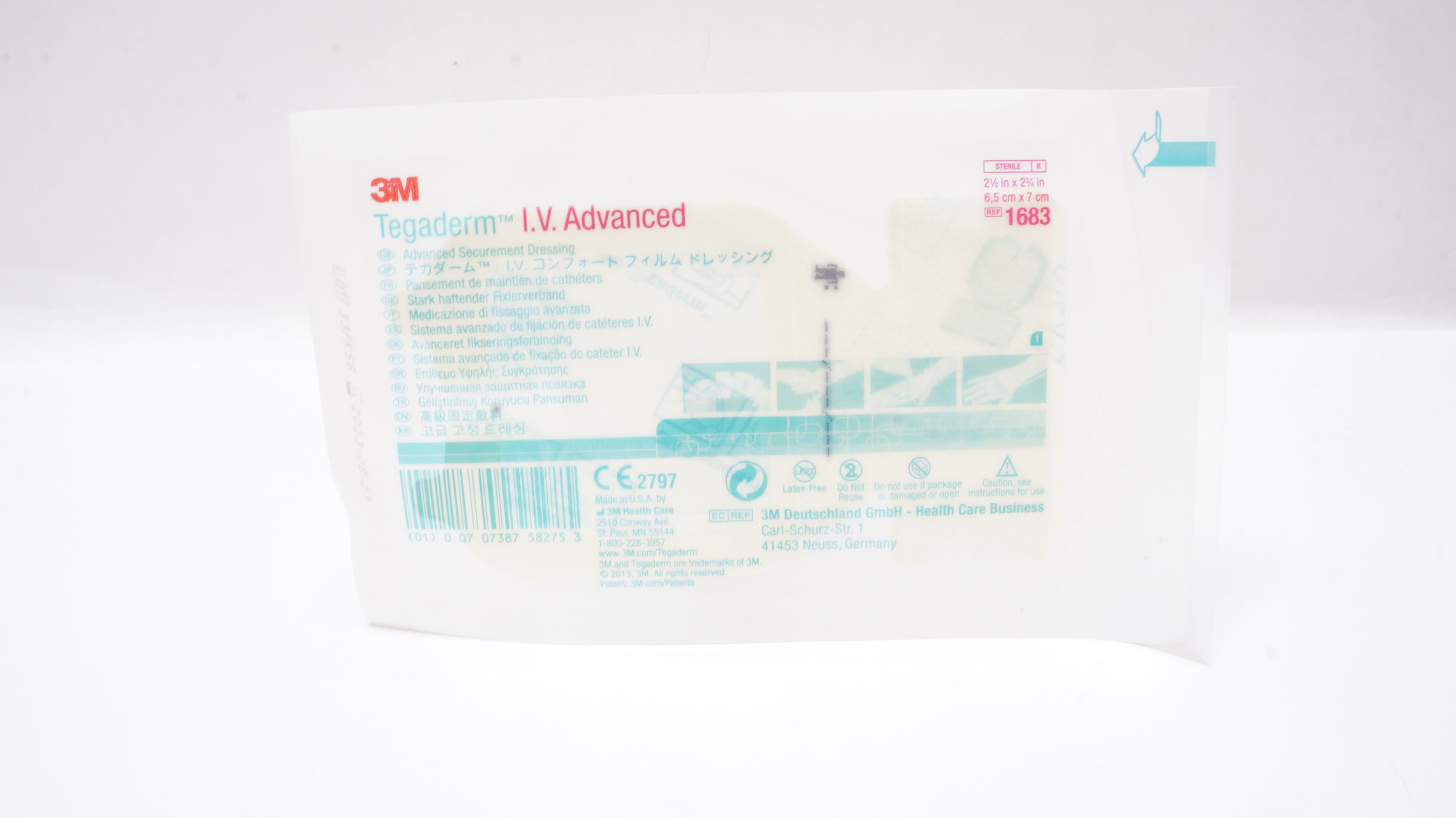 3M 1683 Tegaderm I.V. Advanced Securement Dressing 2-1/2inch x 2-3/4 inch