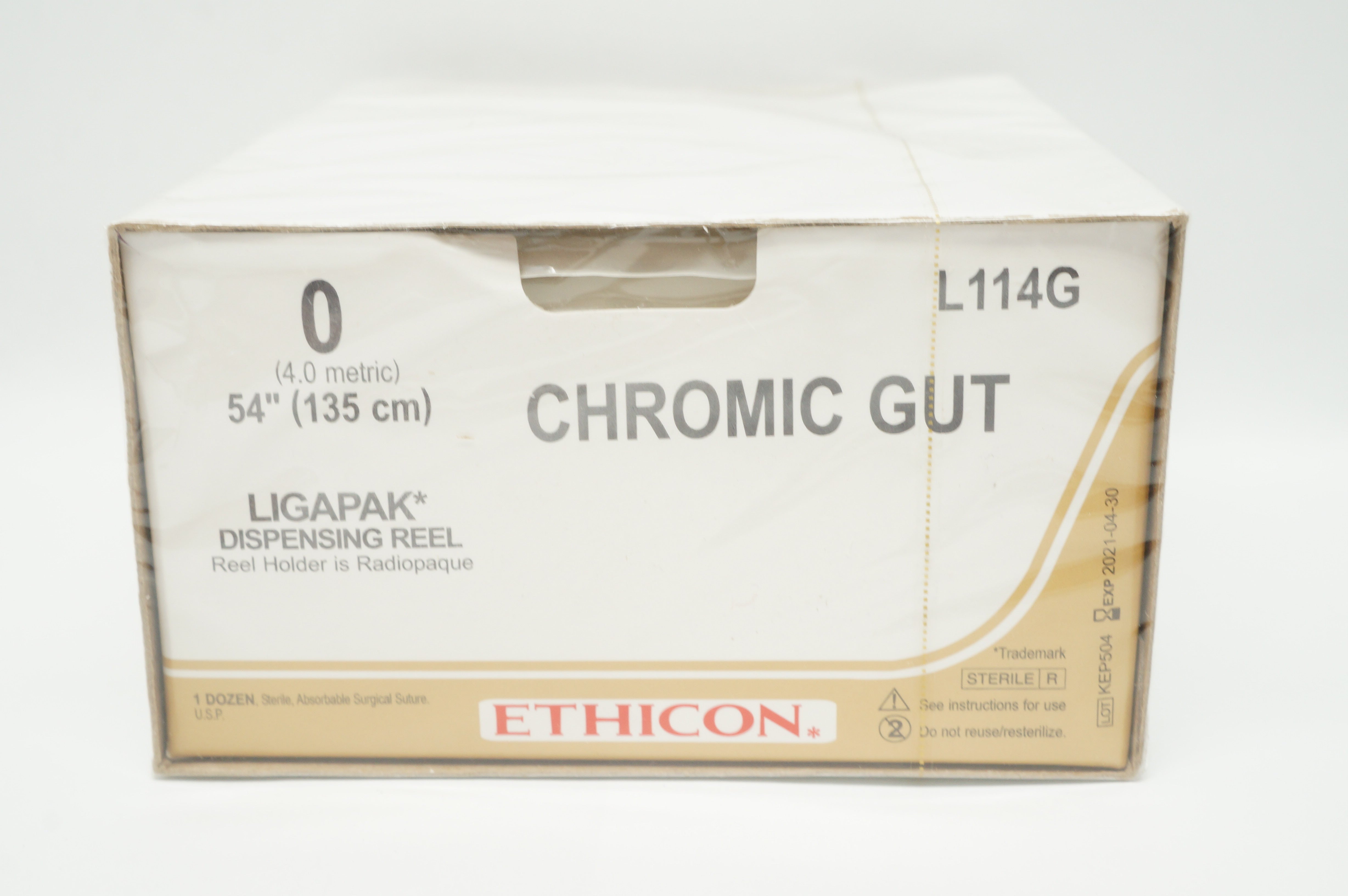 Ethicon L114G 0 Chromic Gut Ligapak Dispensing Reel 54inch - Box of 12 (x)
