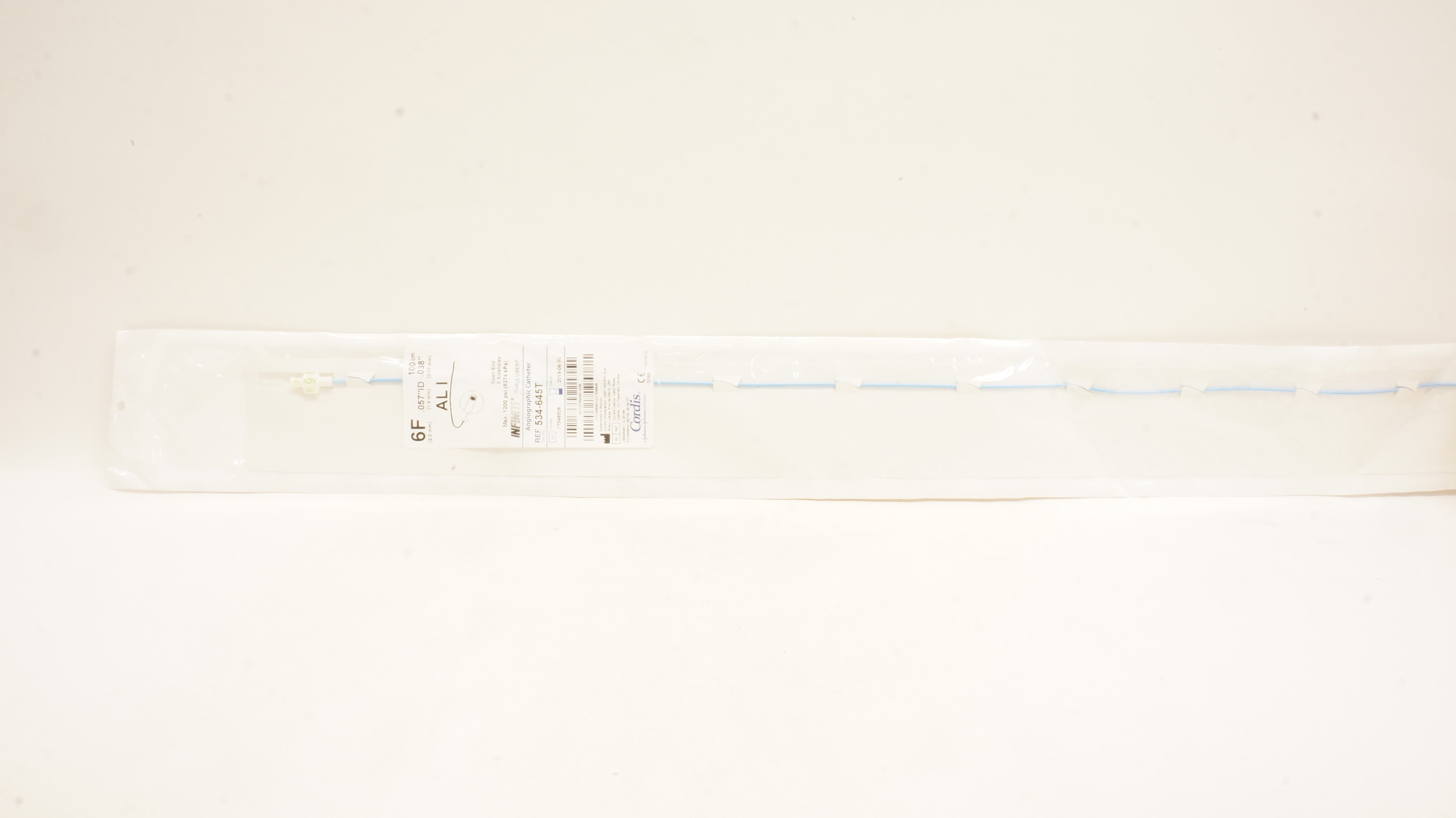 Cordis 534-645T Infiniti  Angiographic Cath. AL I 6 F x 100 cm x .057inch (x)