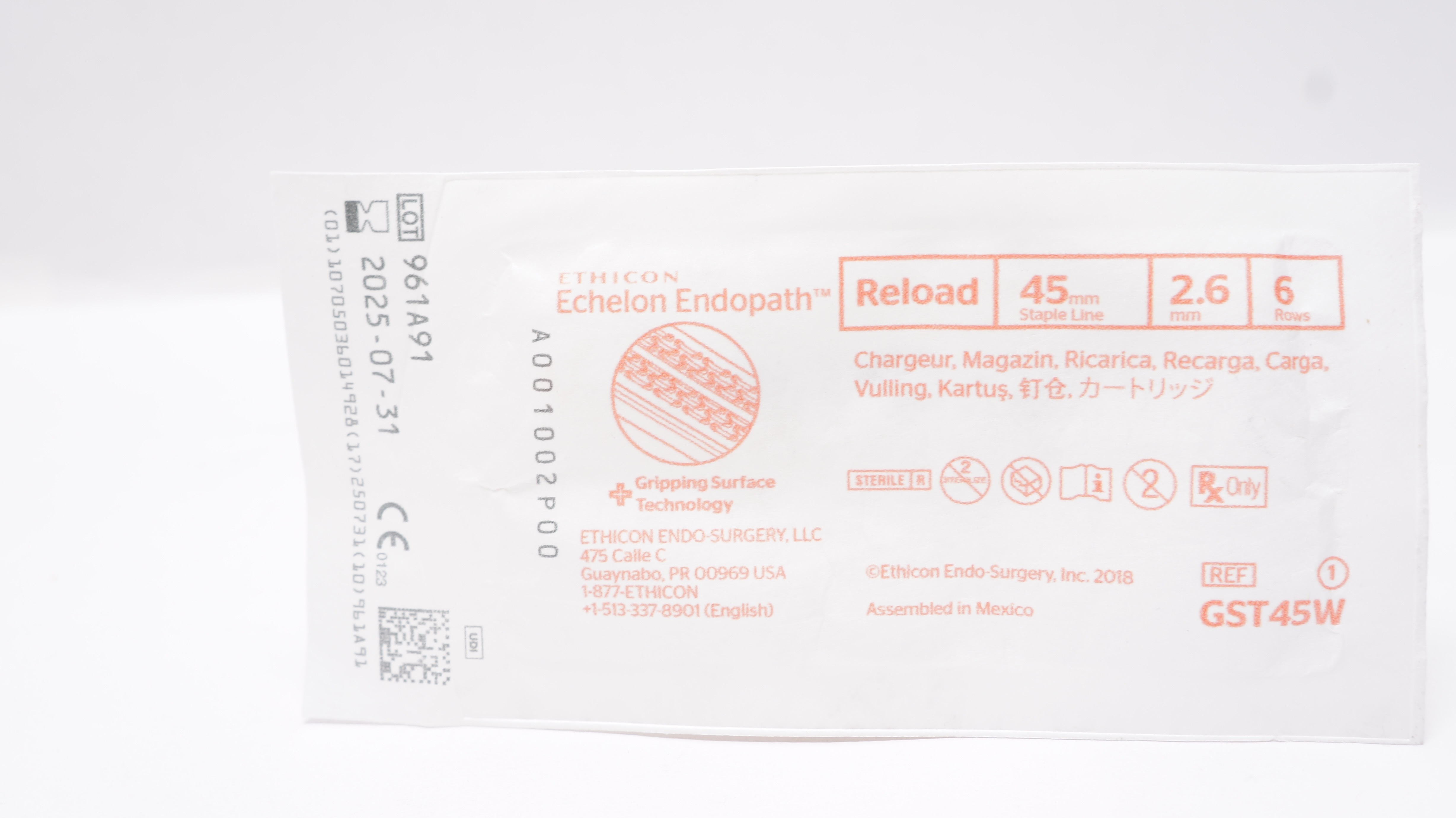Ethicon GST45W Echelon Endopath Reload 45mm x 2.6mm, 6 Rows