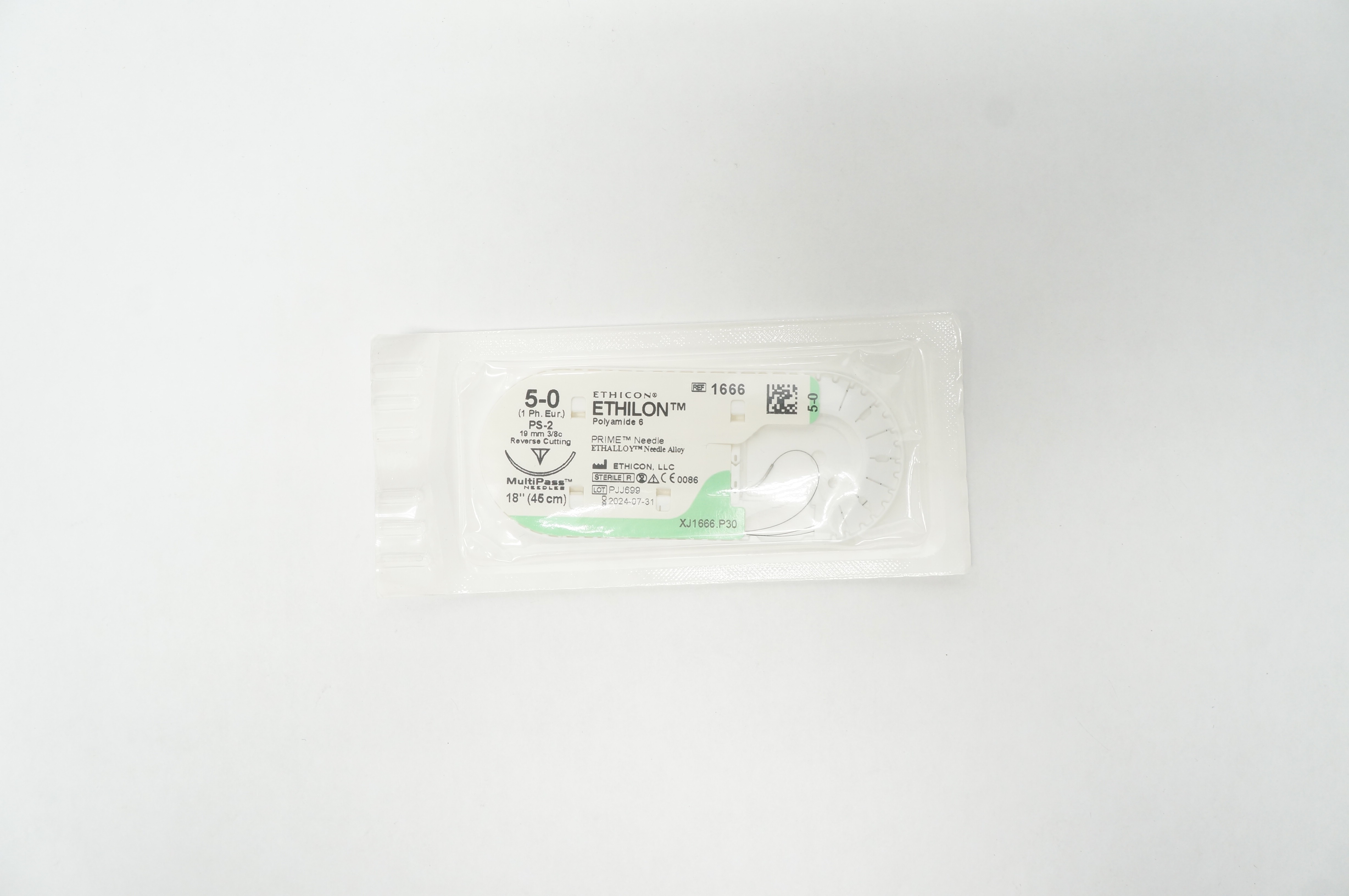 Ethicon 1666 5-0 Ethilon Polyamide 6 Stre PS-2 19mm 3/8c Reverse Cutting 18inch
