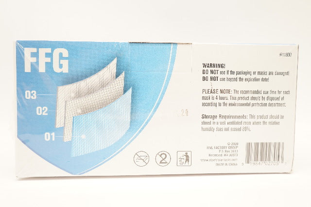 FFG 11000 3 Layer Mouth/Nose Protection Mask w/Ear Loops Blue (x) - Box of 50