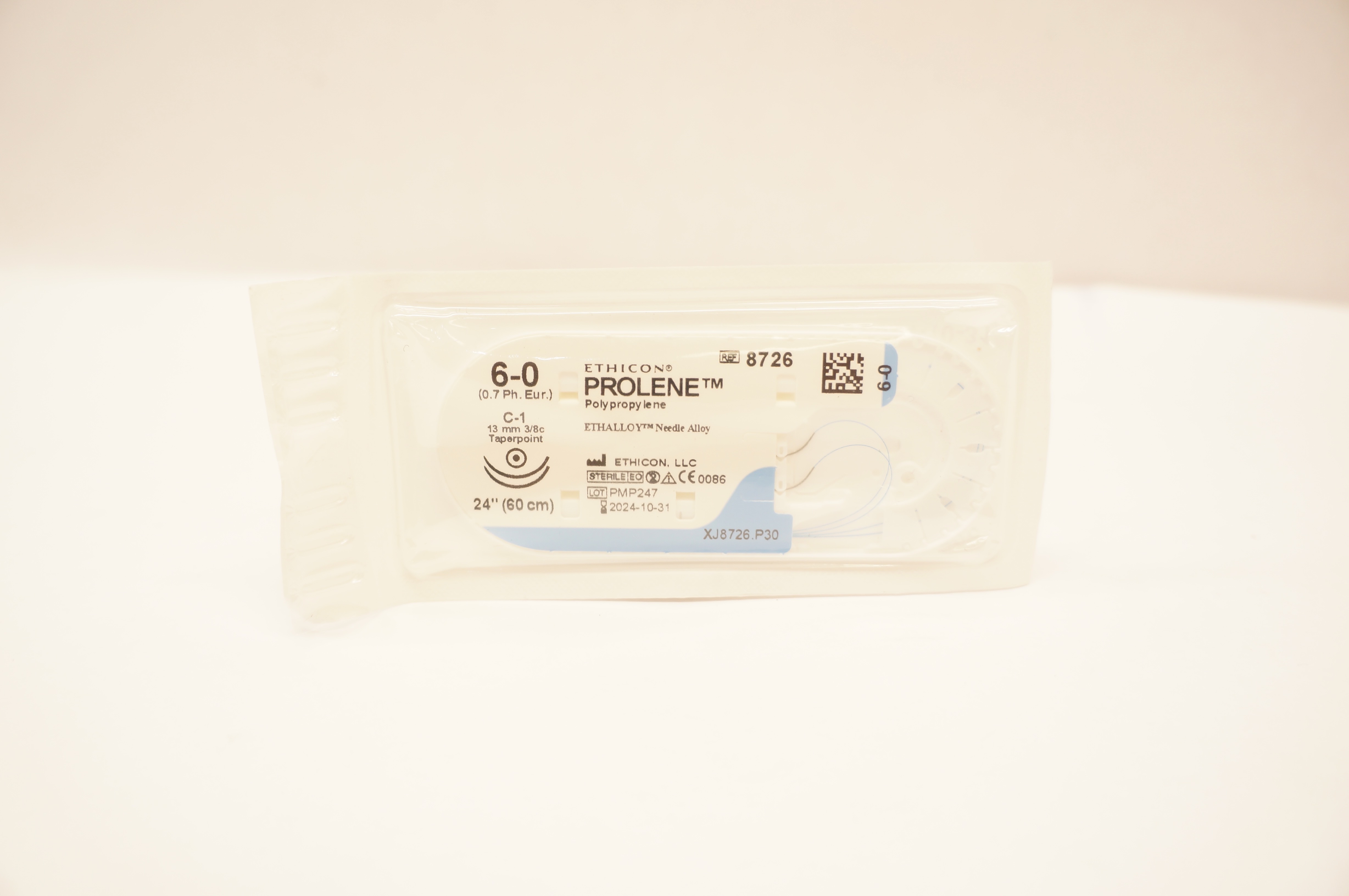 Ethicon 8726 6-0 Prolene Stre C-1 13mm 3/8c Taperpoint 24inch