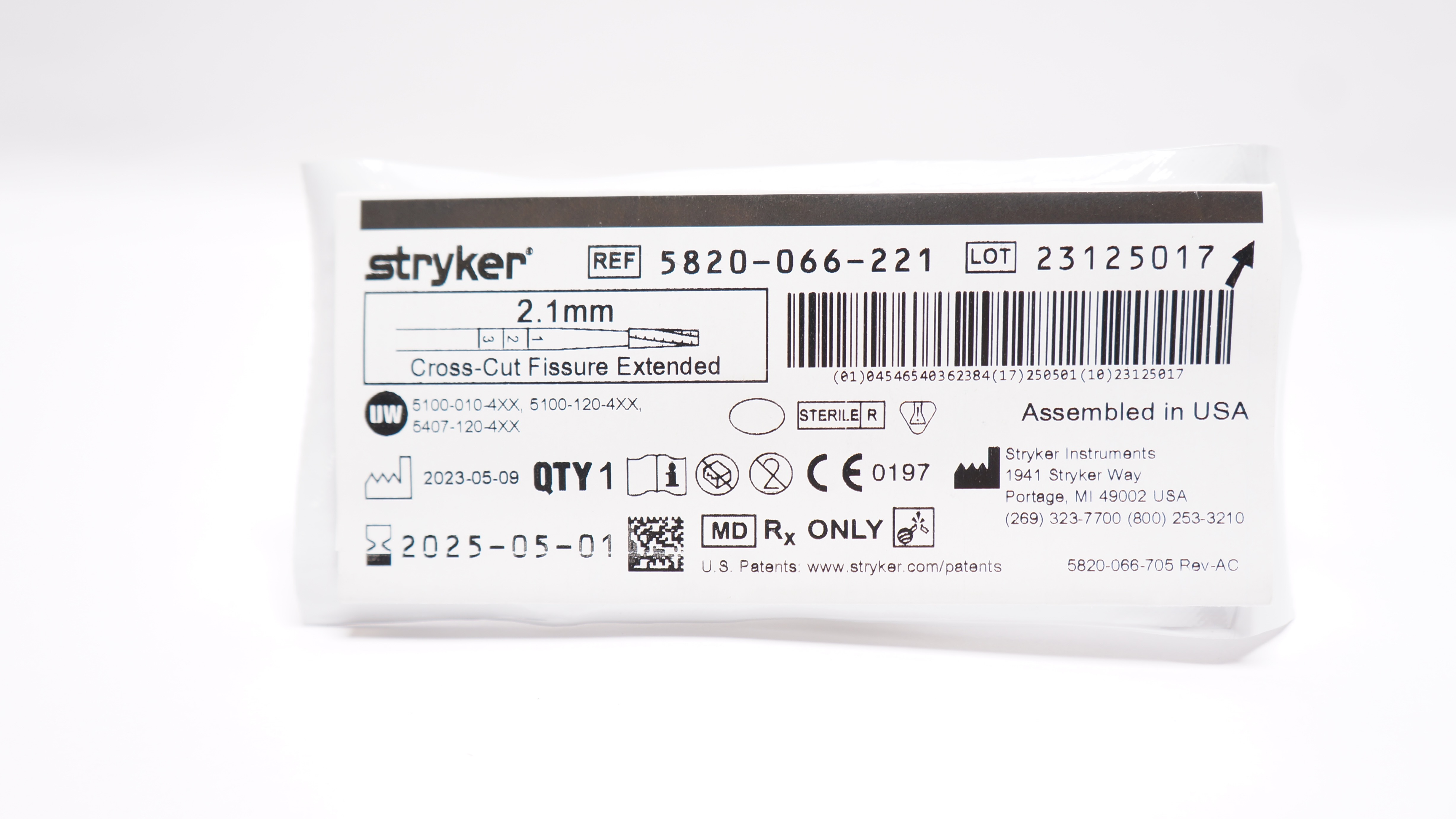 Stryker 5820-066-221 Cross-Cut Fissure Extended 2.1mm