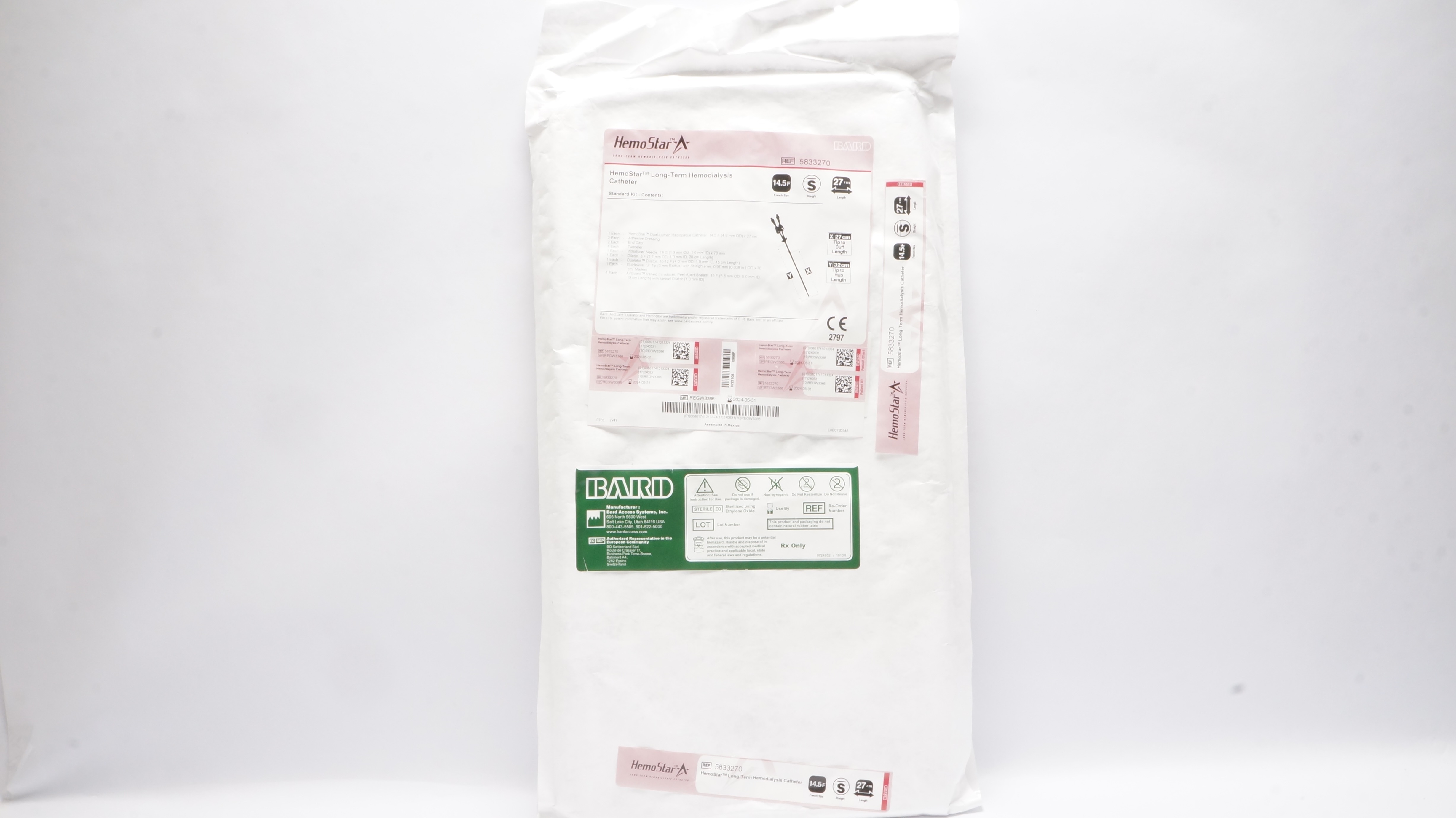 Bard 5833270 HemoStar Long-Term Hemodialysis Cath. 14.5F x 27cm (x)