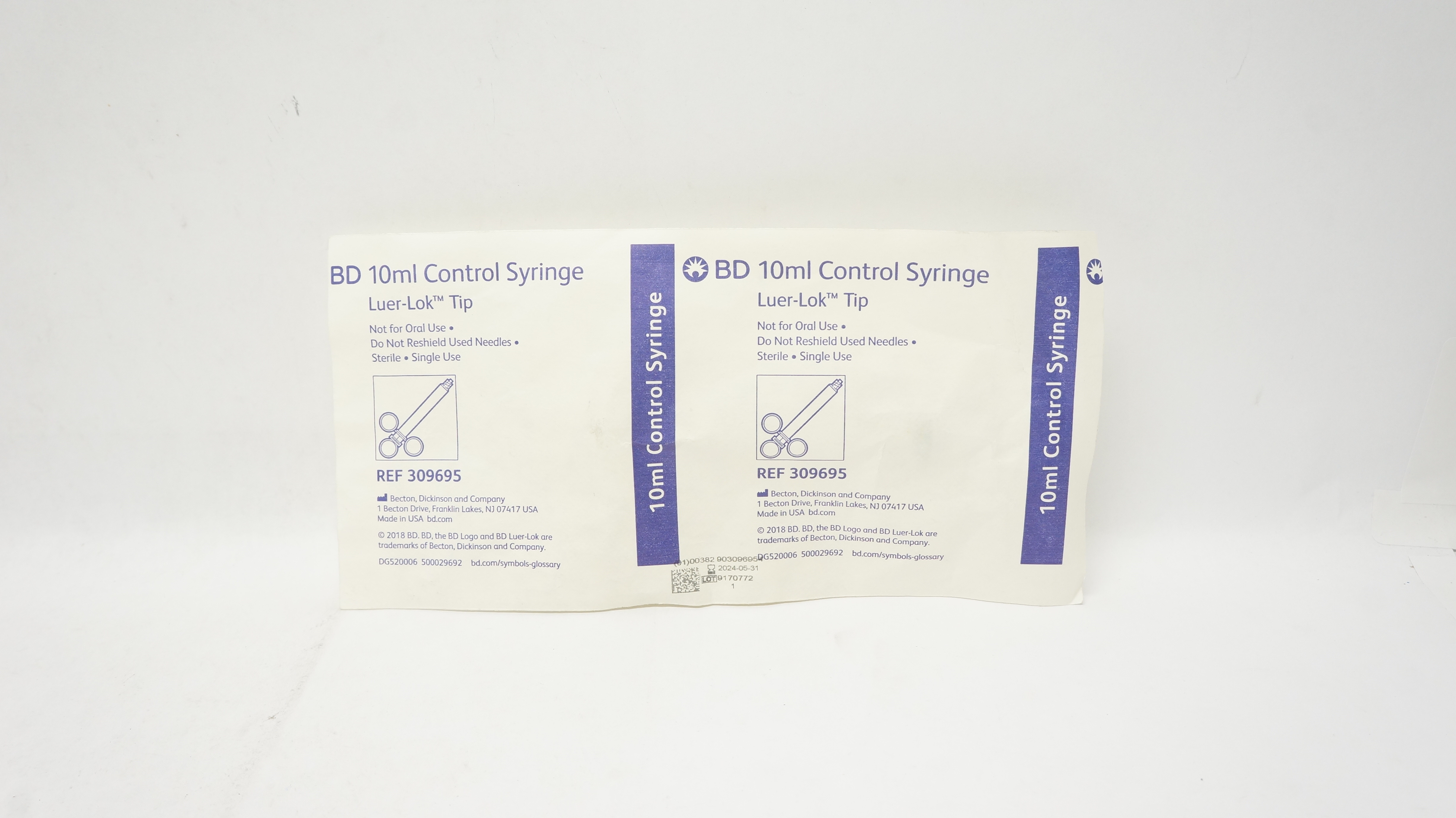 BD 309695 Luer-Lok Tip Control Syringe 10ml