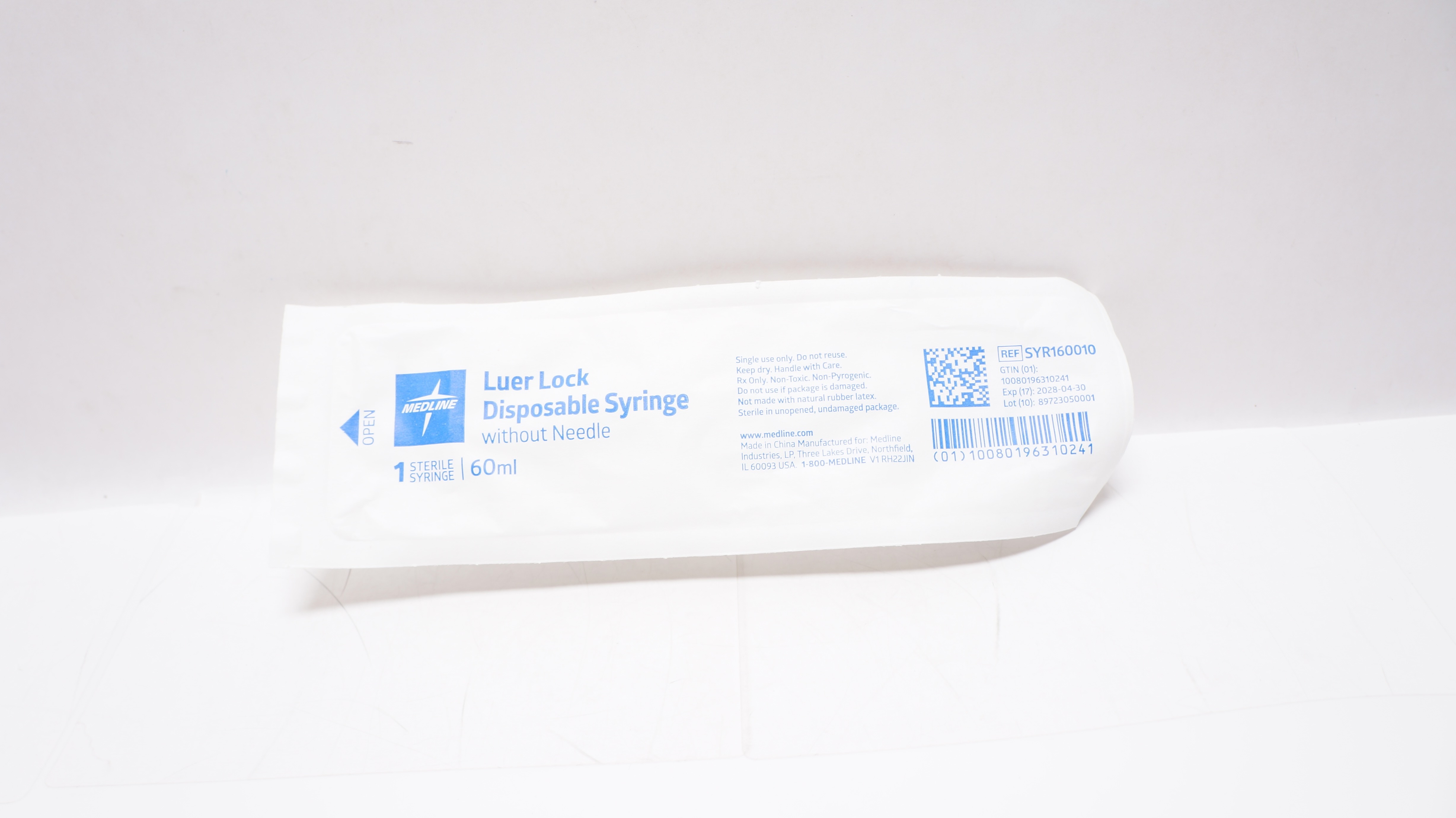 Medline SYR160010 Luer Lock Disposable Syringe Without Ndle 60ml