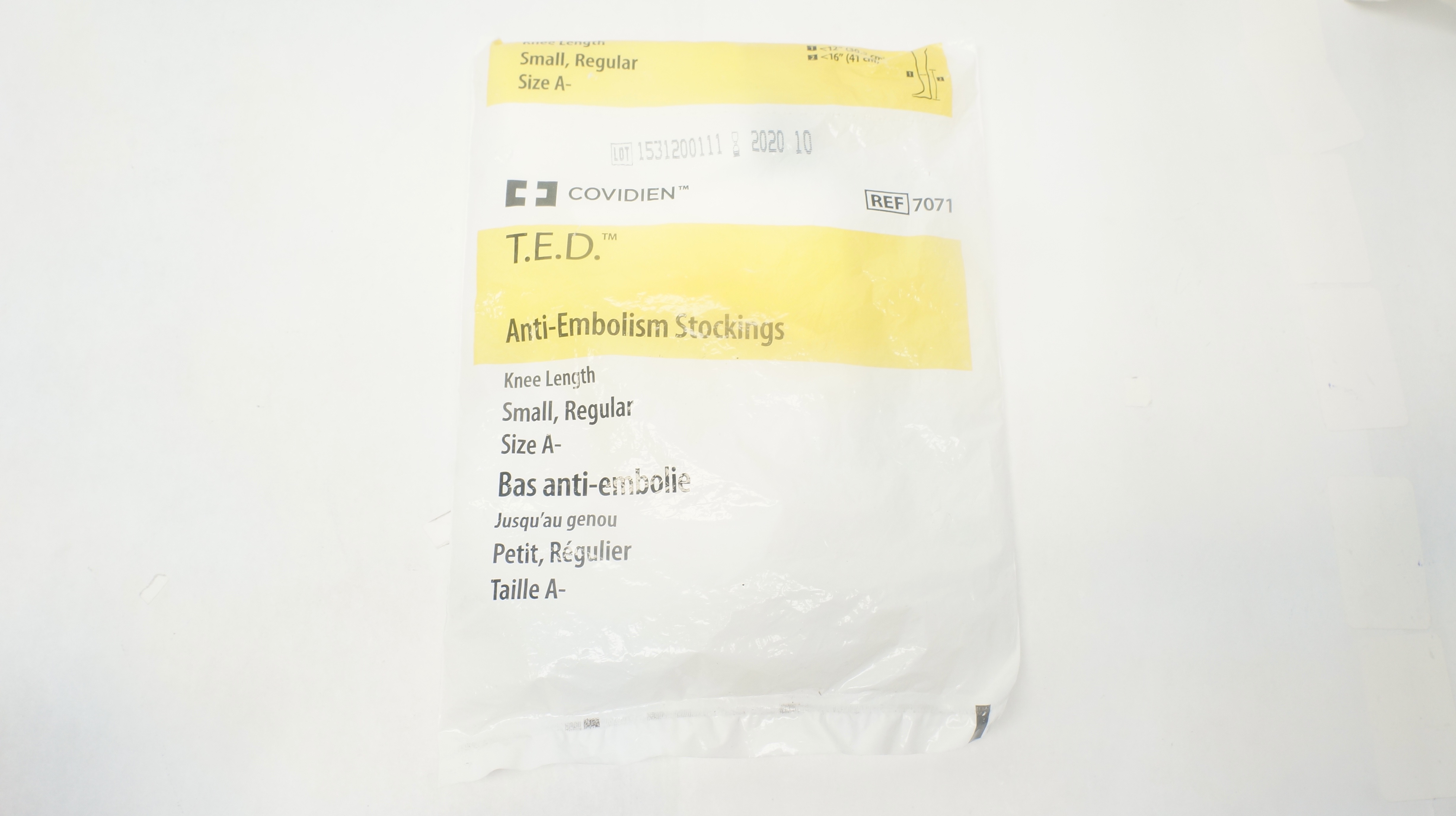 Covidien 7071 T.E.D. Anti-Embolism Stockings Knee Length Regular Small (x)