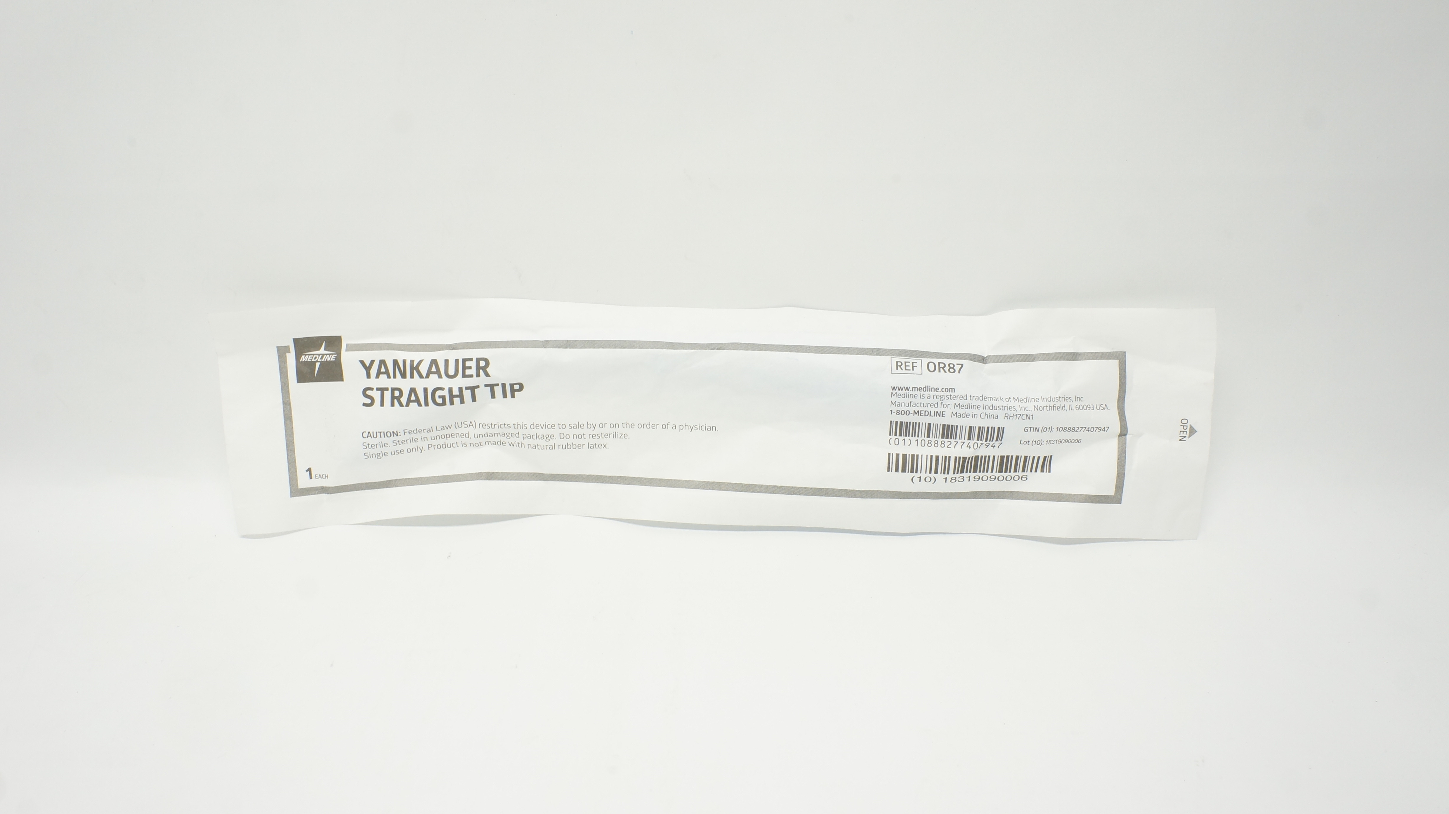 Medline OR87 Sterile Rigid Yankauer Straight Tip