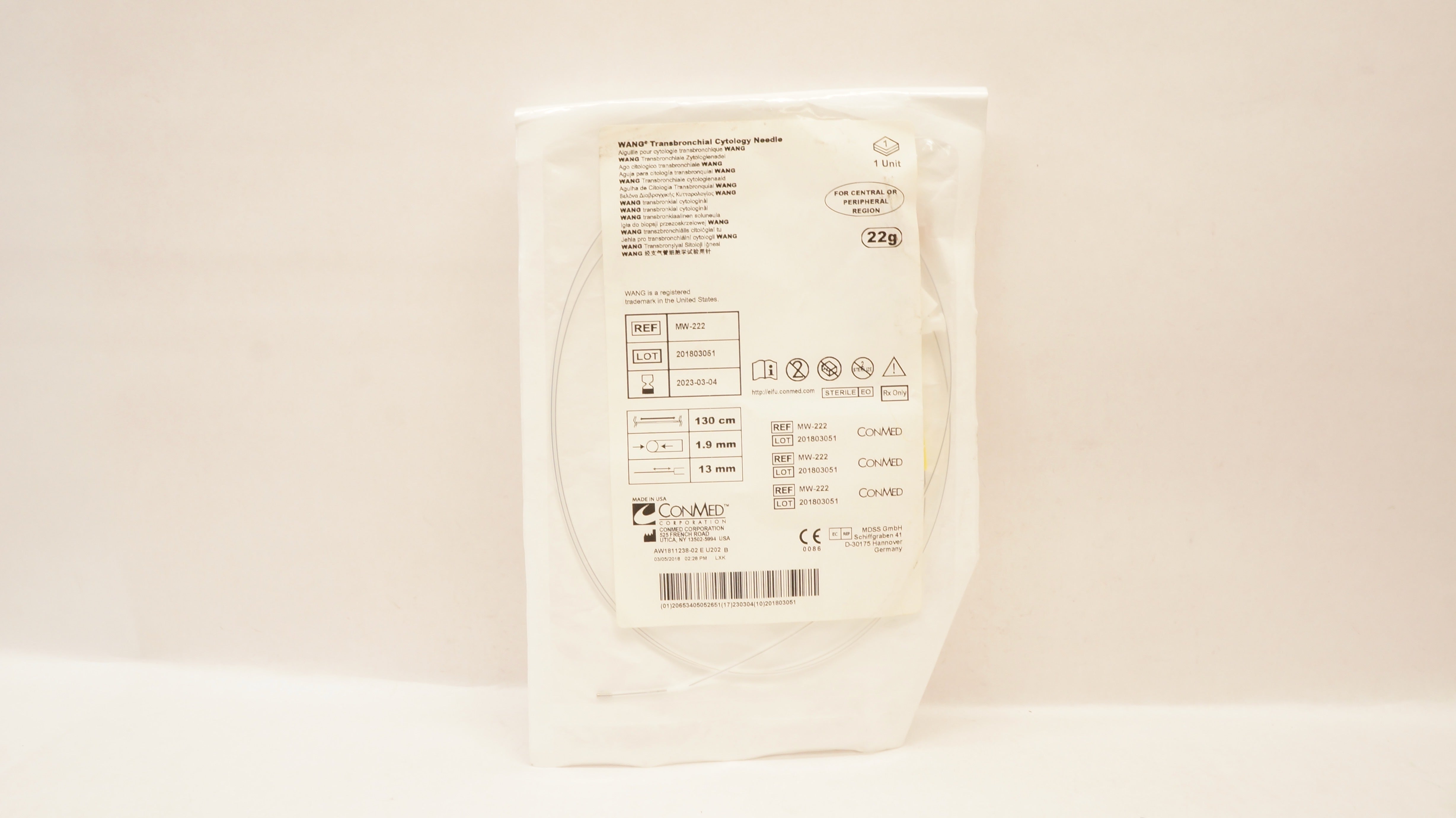 ConMed MW-2222 Wang Transbronchial Cytology Ndle 22g (x)