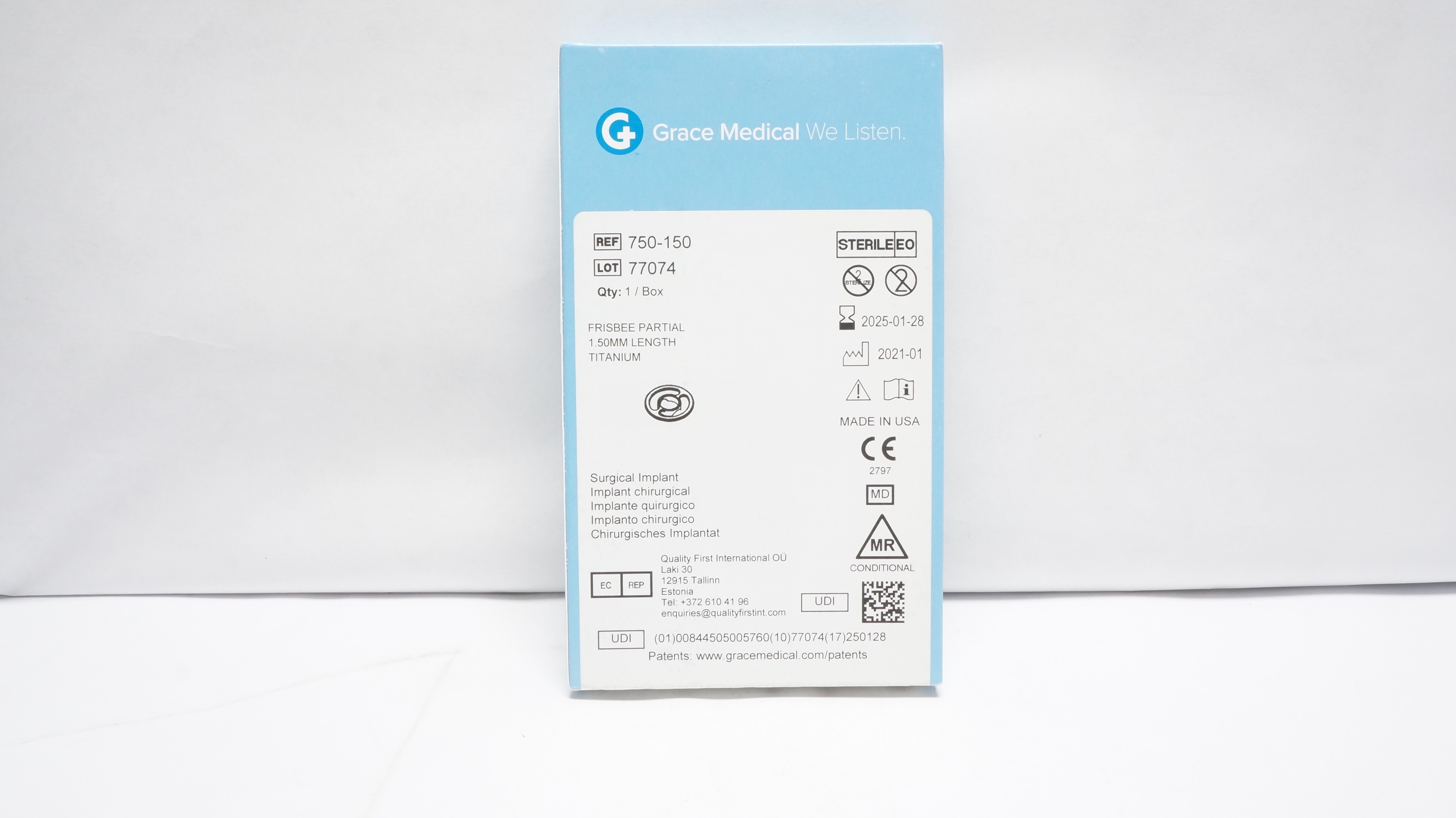 Grace Medical 750-150 Frisbee Partial 1.50mm Length Titanium (x)