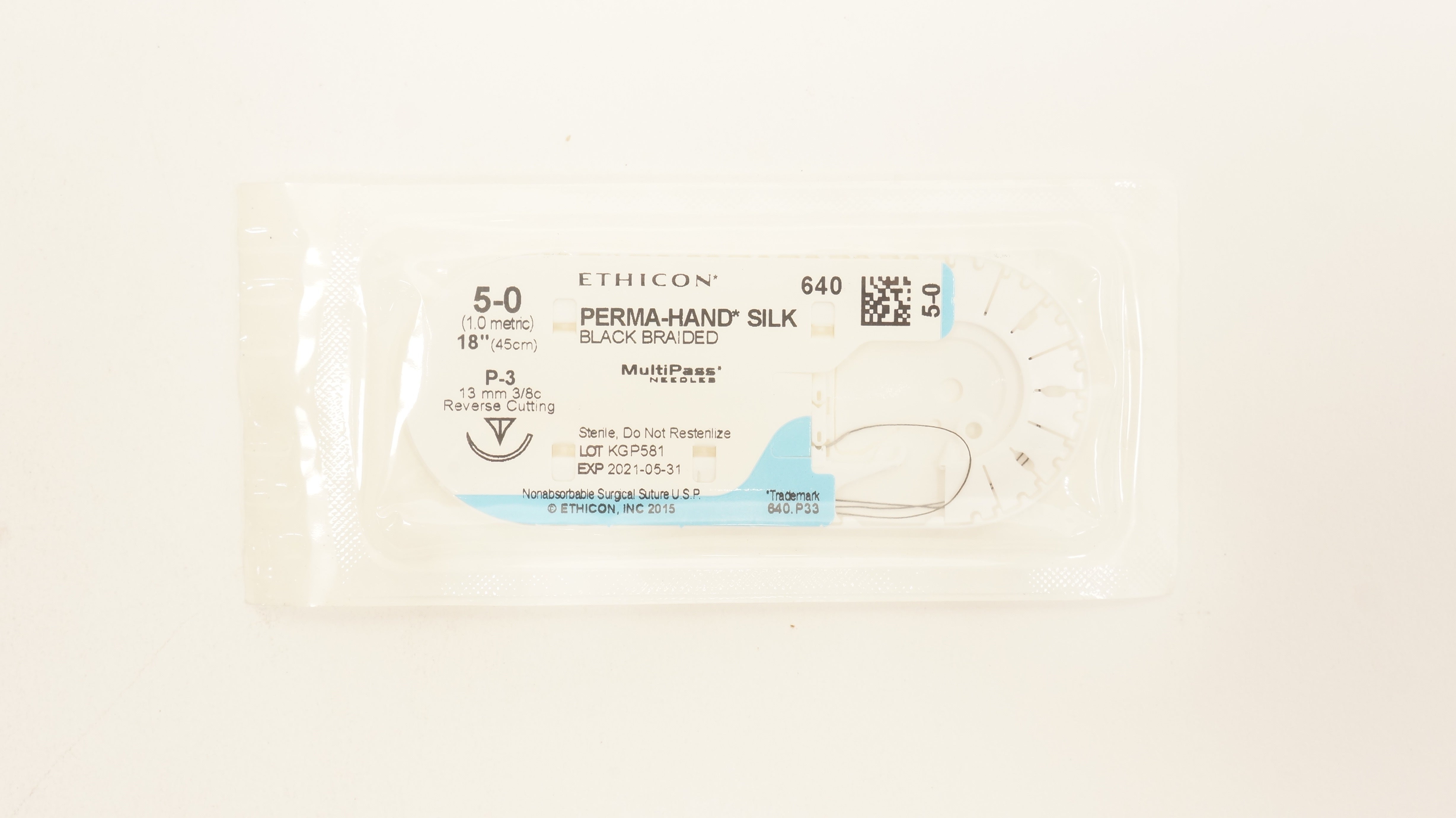 Ethicon 640 5-0 Perma-Hand Silk P-3 13mm 3/8c Reverse Cutting,18 inch (x)