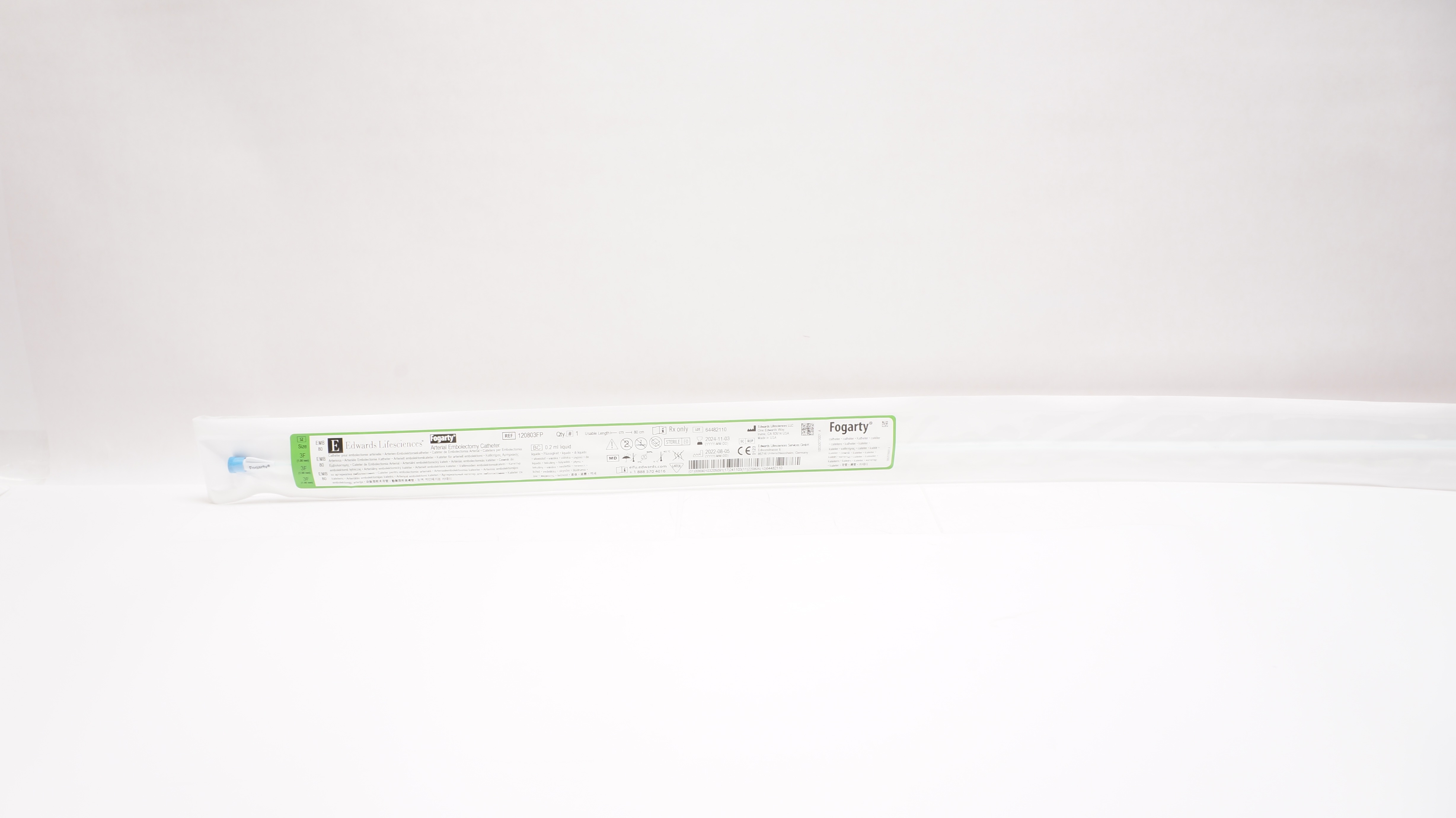 Edwards Lifesciences 120803FP Fogarty Arterial Embolectomy Cath. 3F x 80cm
