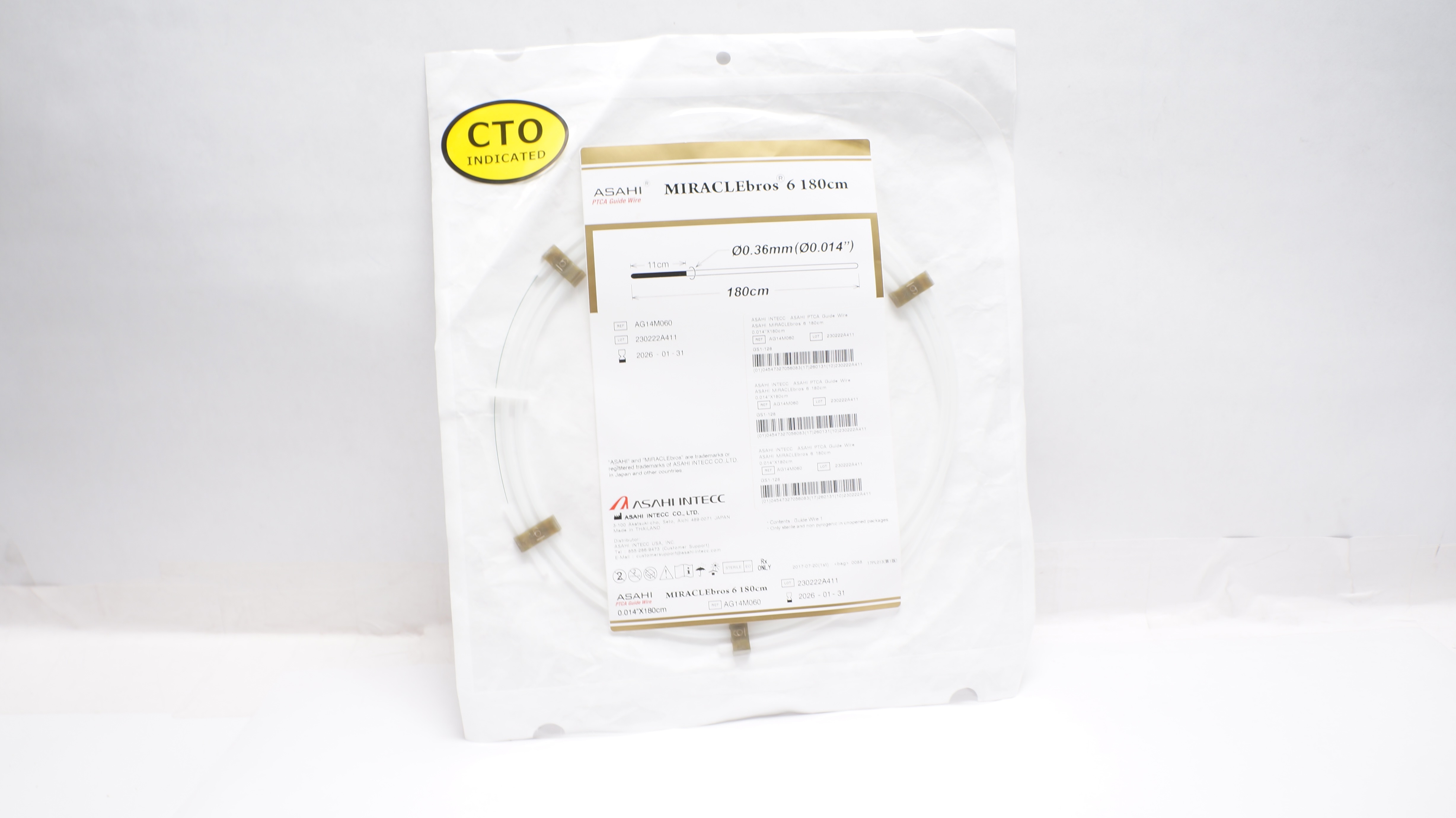 ASAHI INTECC AG14M060 MIRACLEbros 6 PTCA Guide Wire, 0.014inch x 180cm