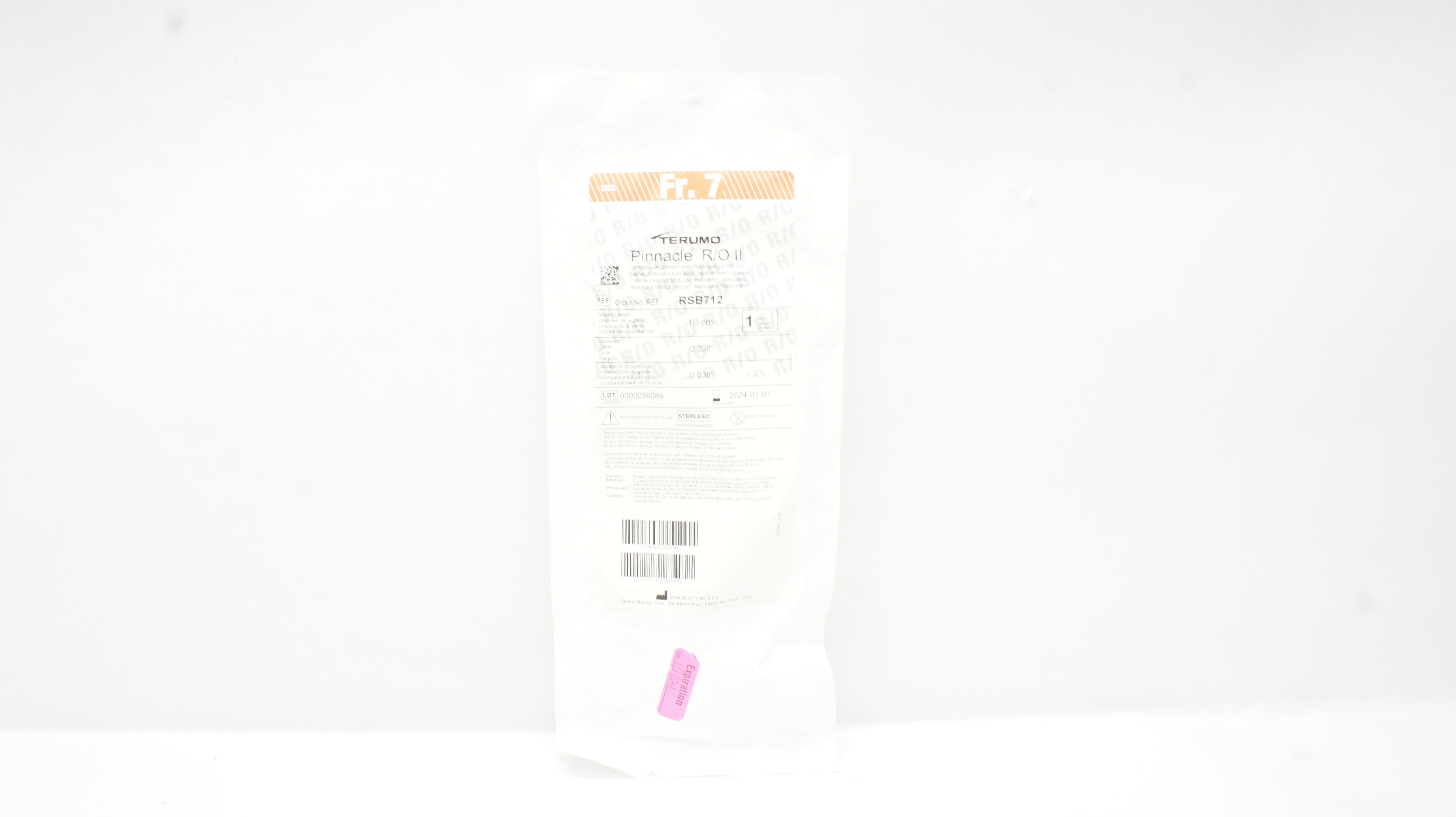 Terumo RSB712 Pinnacle R/O II Introducer Sheath 10cm x 0.038In x 0.038In (x)
