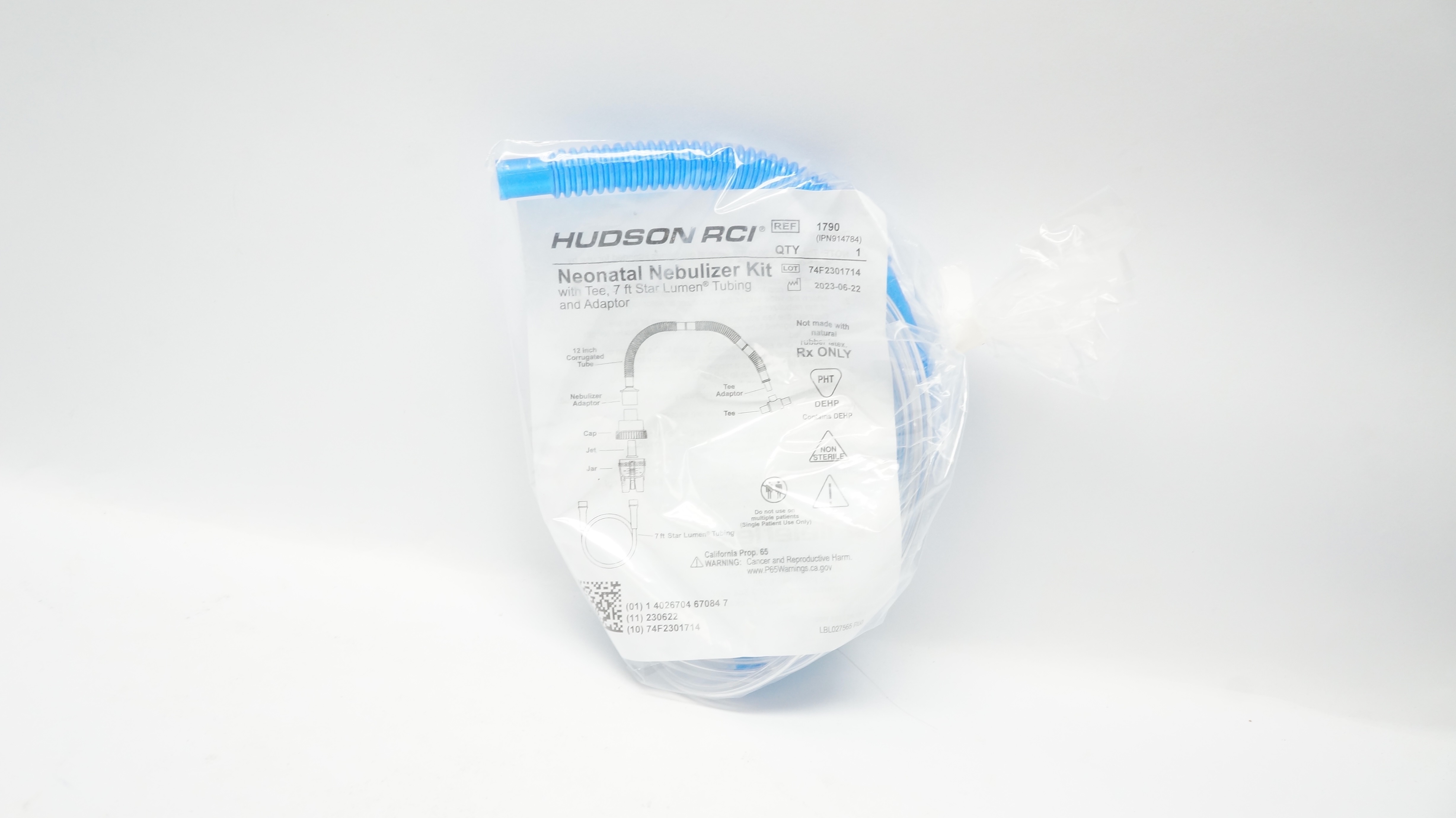 Hudson RCI 1790 Neonatal Nebulizer Kit W/Tee,7Ft Star Lumen Tubing & Adapter
