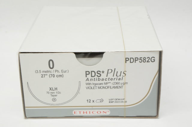 Ethicon PDP582G 0 XLH 70mm 1/2c PDS Plus Antibacterial 27inch (x) - Box of 12