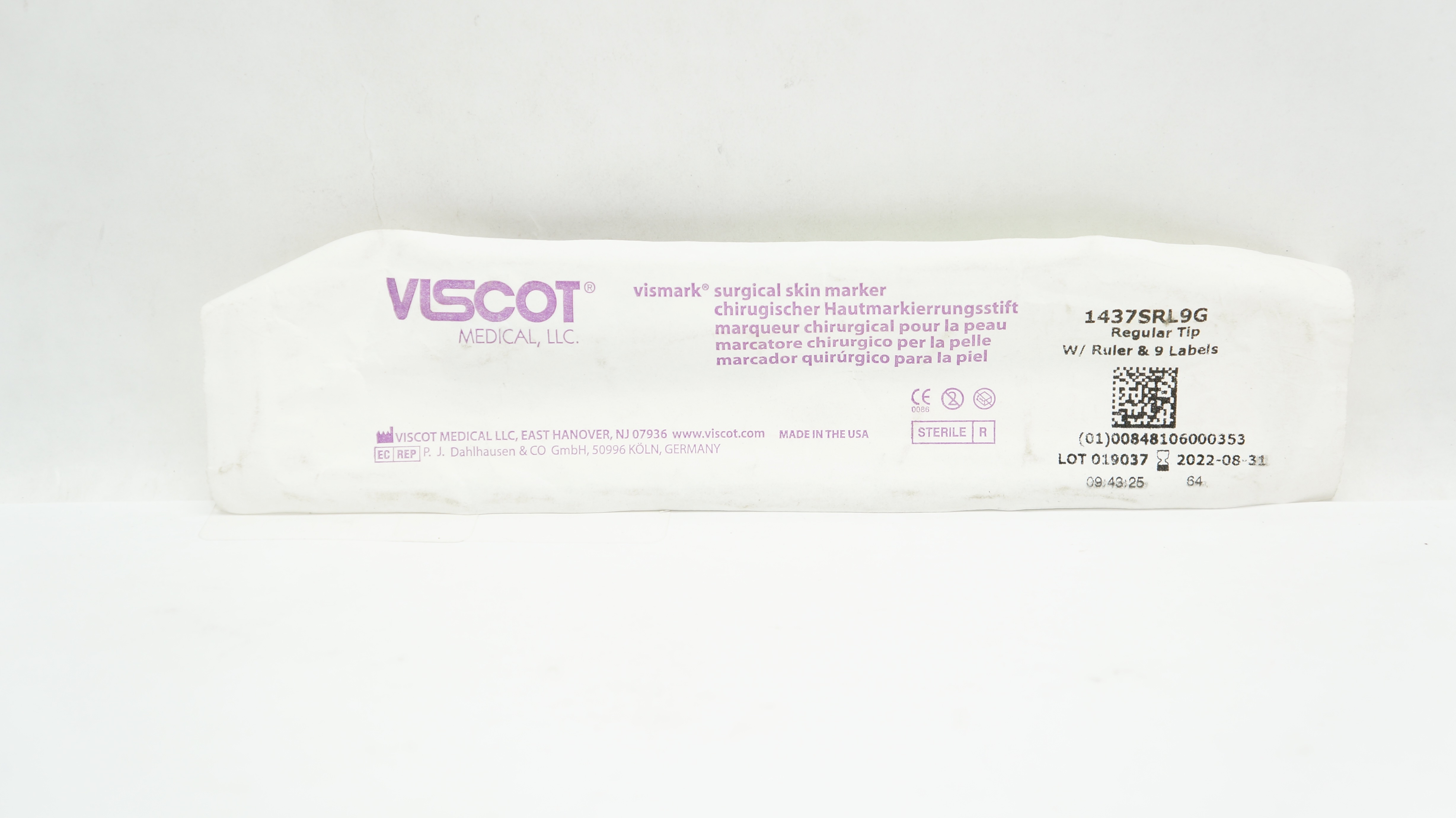 Viscot 1437SRL9G Vismark Surgical Skin Marker Regular Tip w/Ruler & 9 Labels (x)