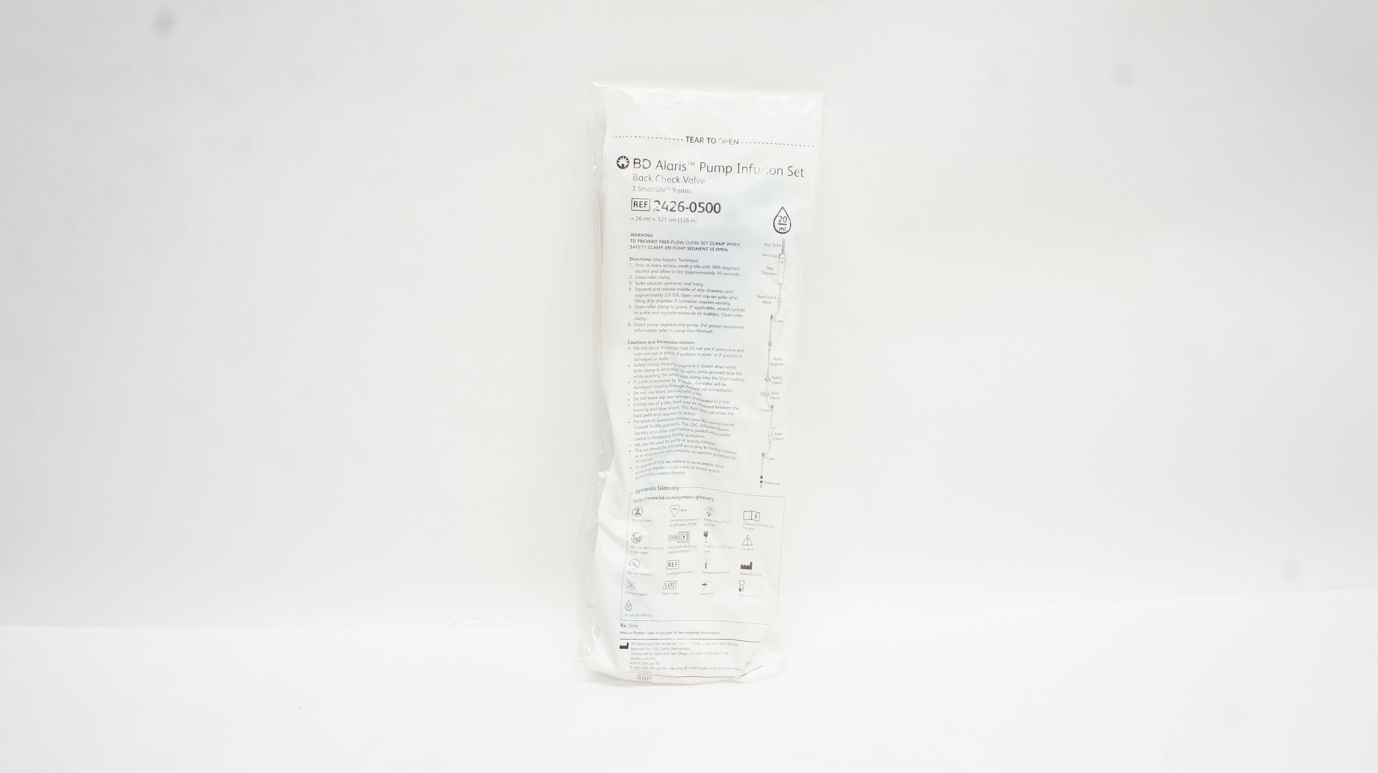BD 2426-0500 Alaris Pump Infusion Set 26mL x 126inch Approx. 20Drops/mL