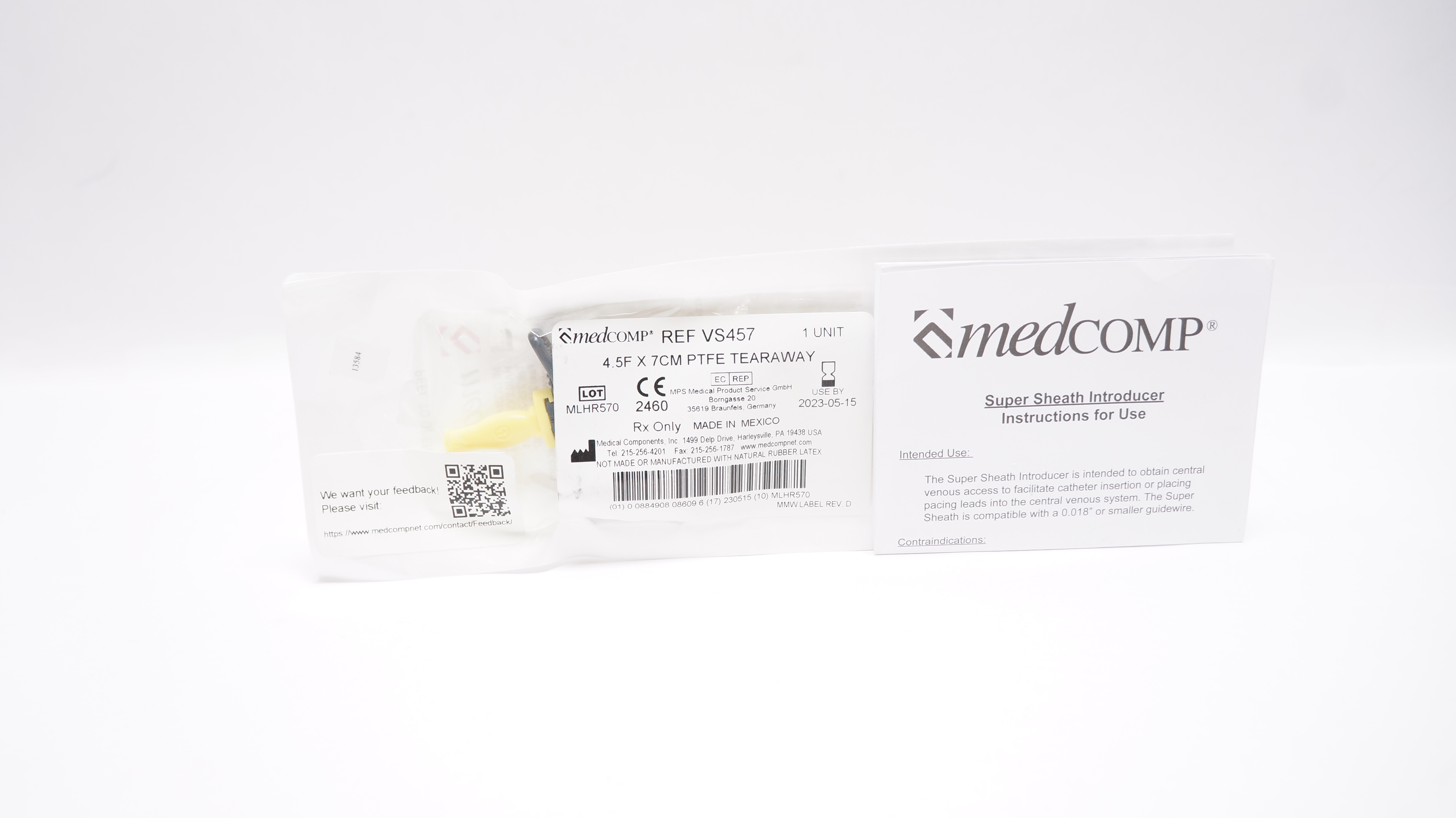 MedComp VS457 PTFE Tearaway 4.5F x 7cm (x)
