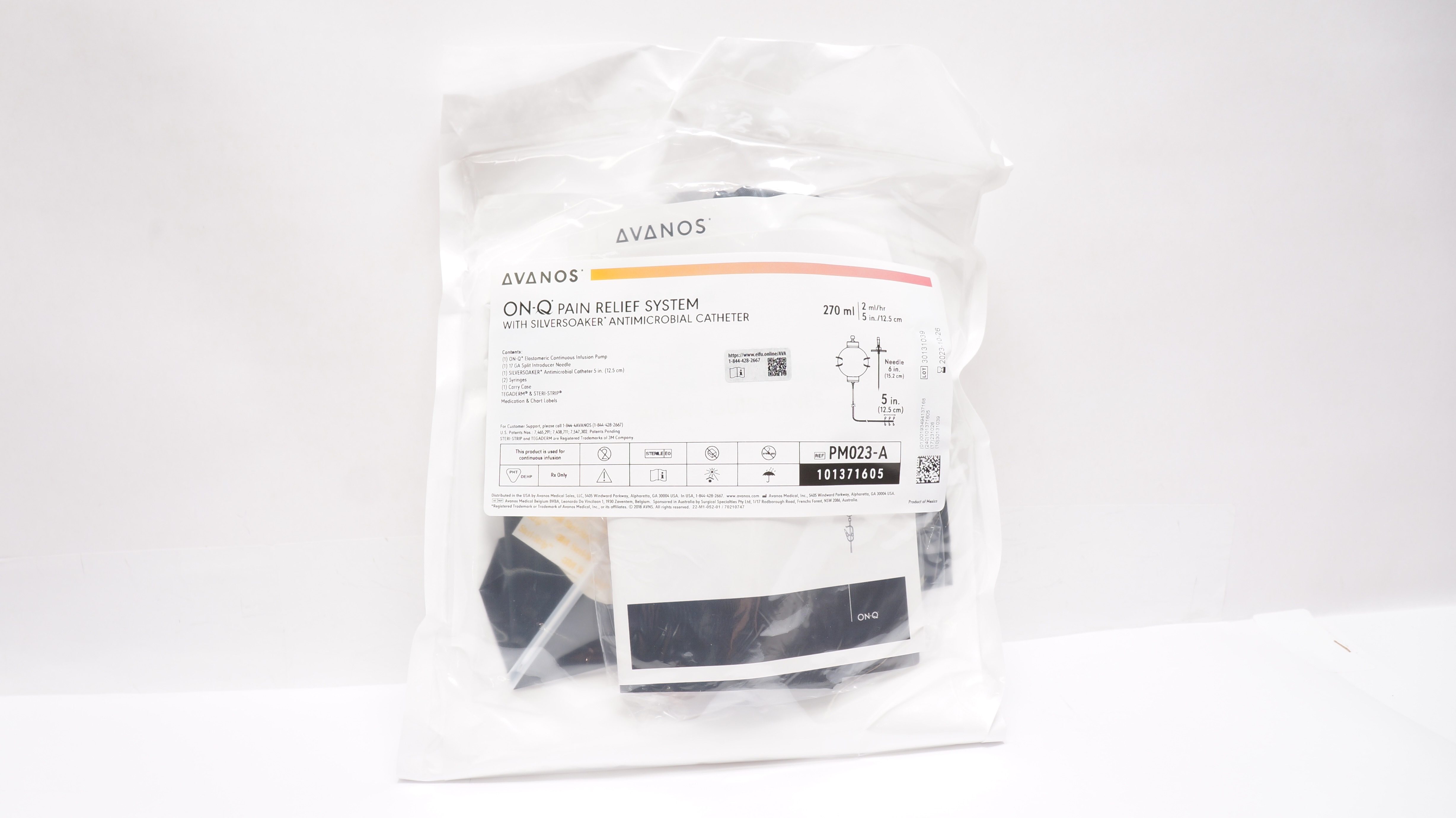 Avanos PM023-A On-Q Pain Relief System W/Antimicrobial Cath. 270ml x 5 inch (x)