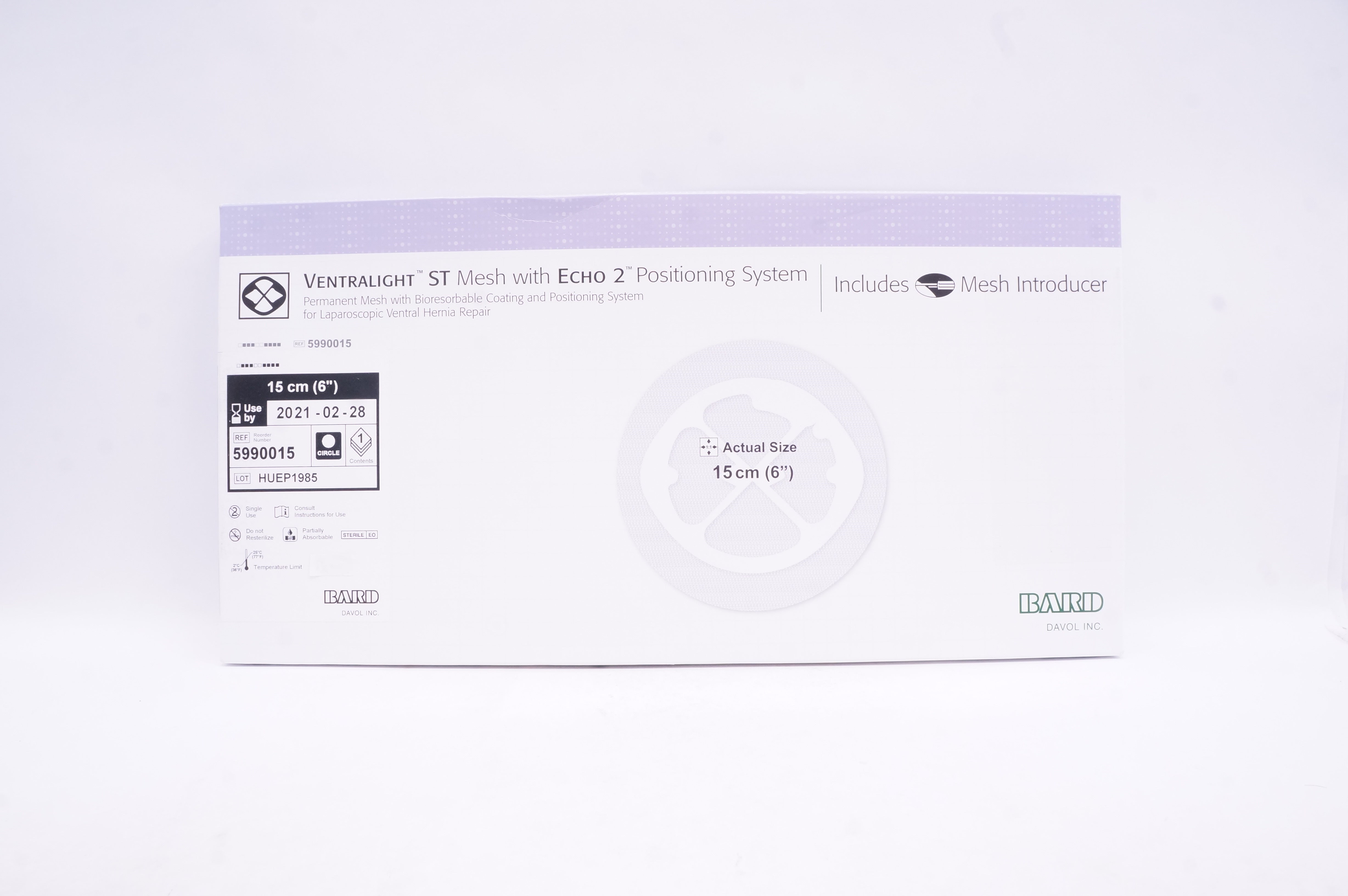 Bard 5990015 Ventralight ST Mesh With Echo 2 Positioning System 6 Inch (x)